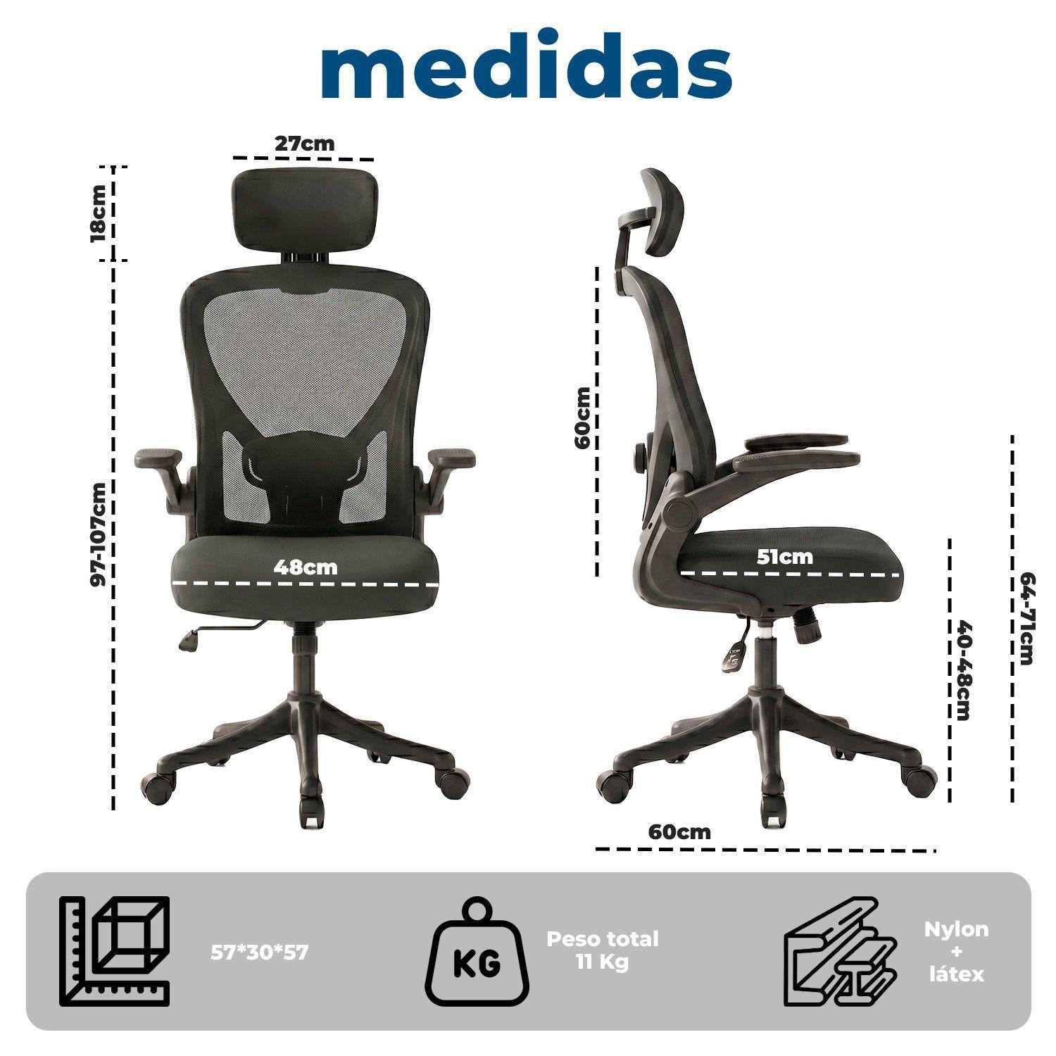 Silla Oficina Ergonómica Reclinable Apoyacabeza-7