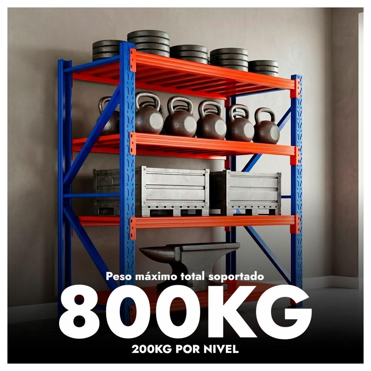 Estante Rack Metálico Industrial 4 Niveles 200x200x40Cm-4