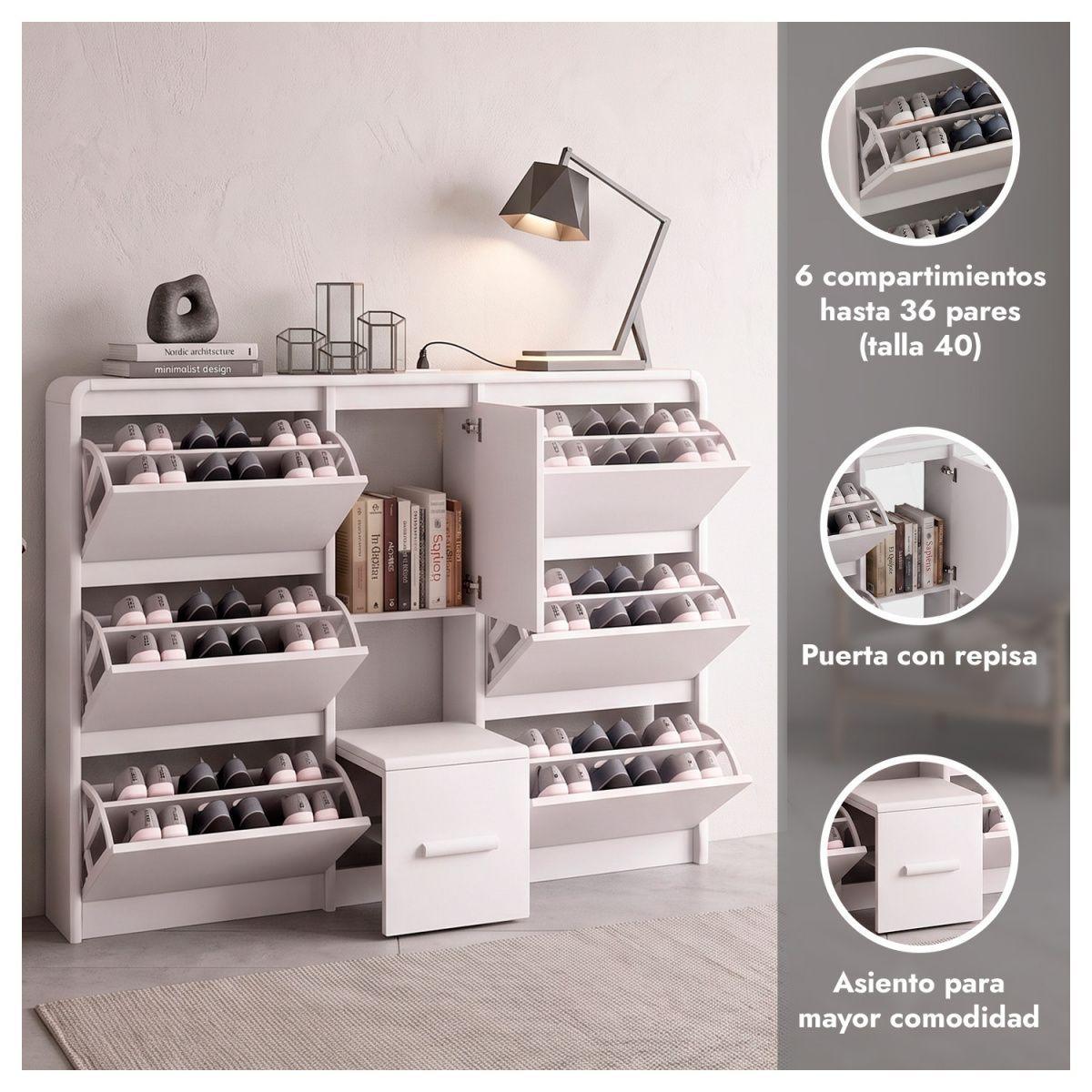 Zapatero Organizador Doble con Banqueta y Enchufe 160cm-1