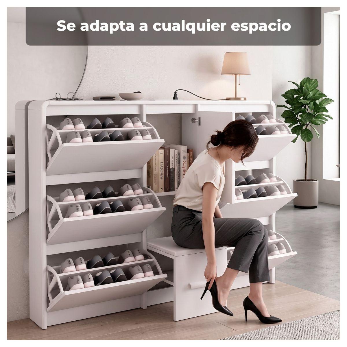 Zapatero Organizador Doble con Banqueta y Enchufe 160cm-2