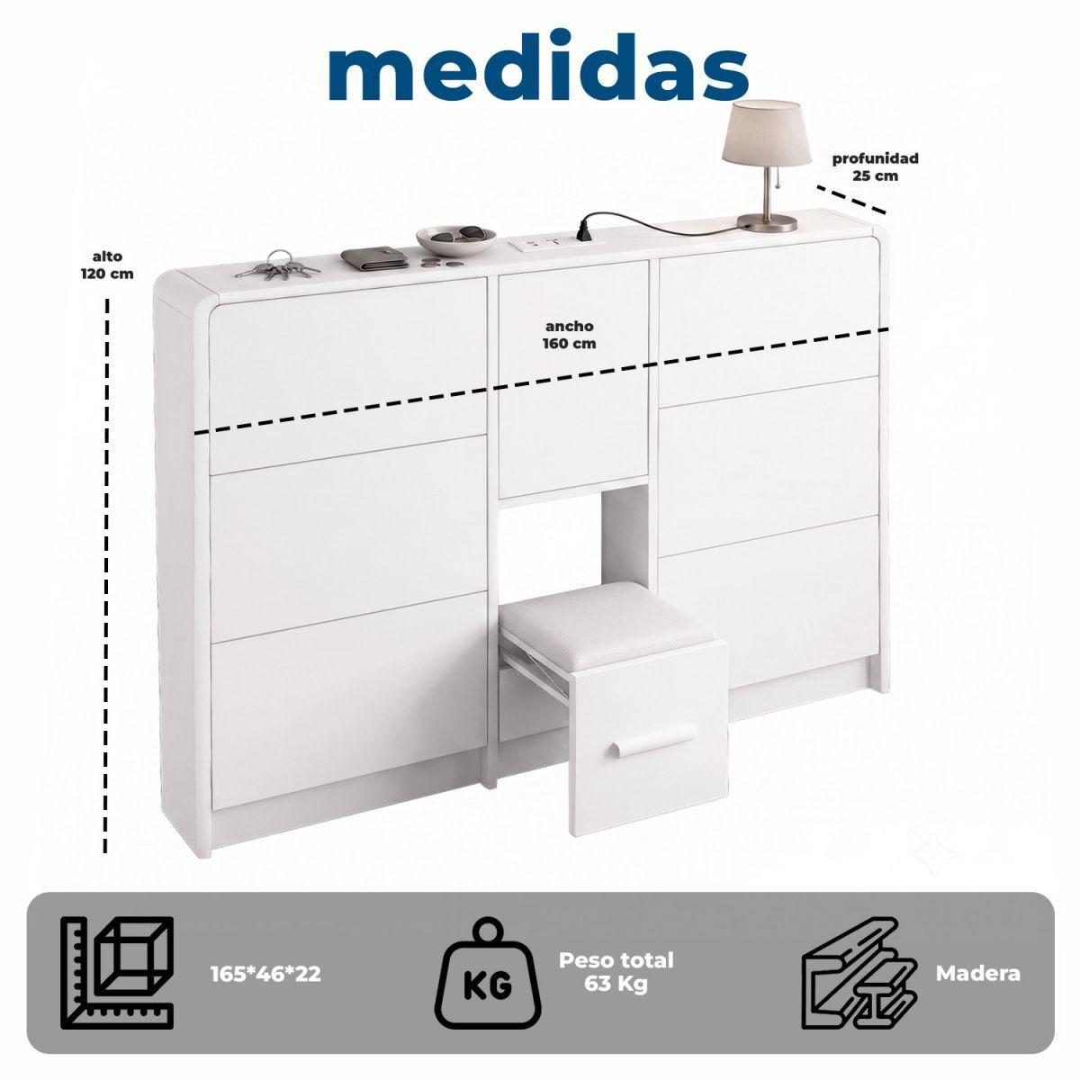 Zapatero Organizador Doble con Banqueta y Enchufe 160cm-7