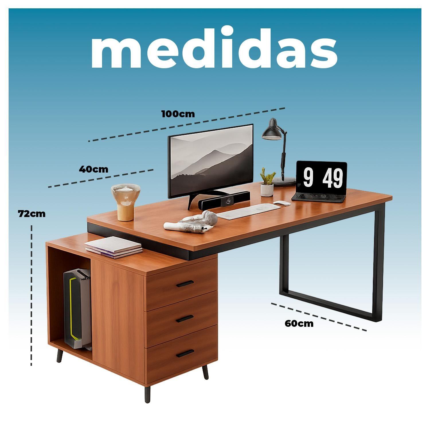 Escritorio Ejecutivo L con Cajonera y Soporte de PC-5