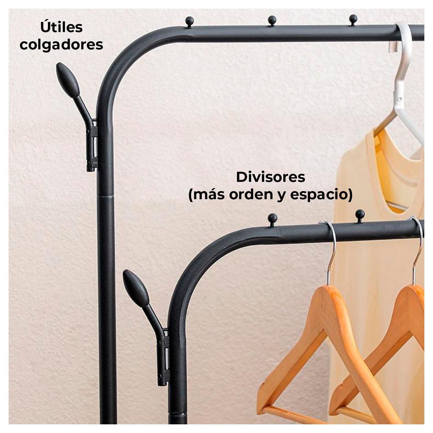 Perchero Metálico Doble con Zapatero Organizador de Ropa-2