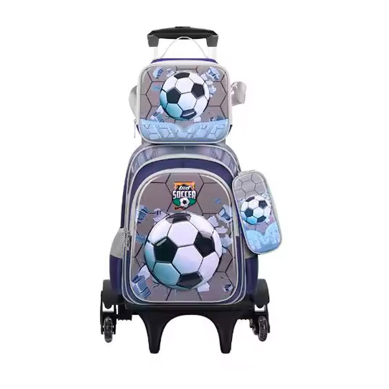 Maleta Mochila 3 en 1 con ruedas y accesorios diseño de fútbol-0