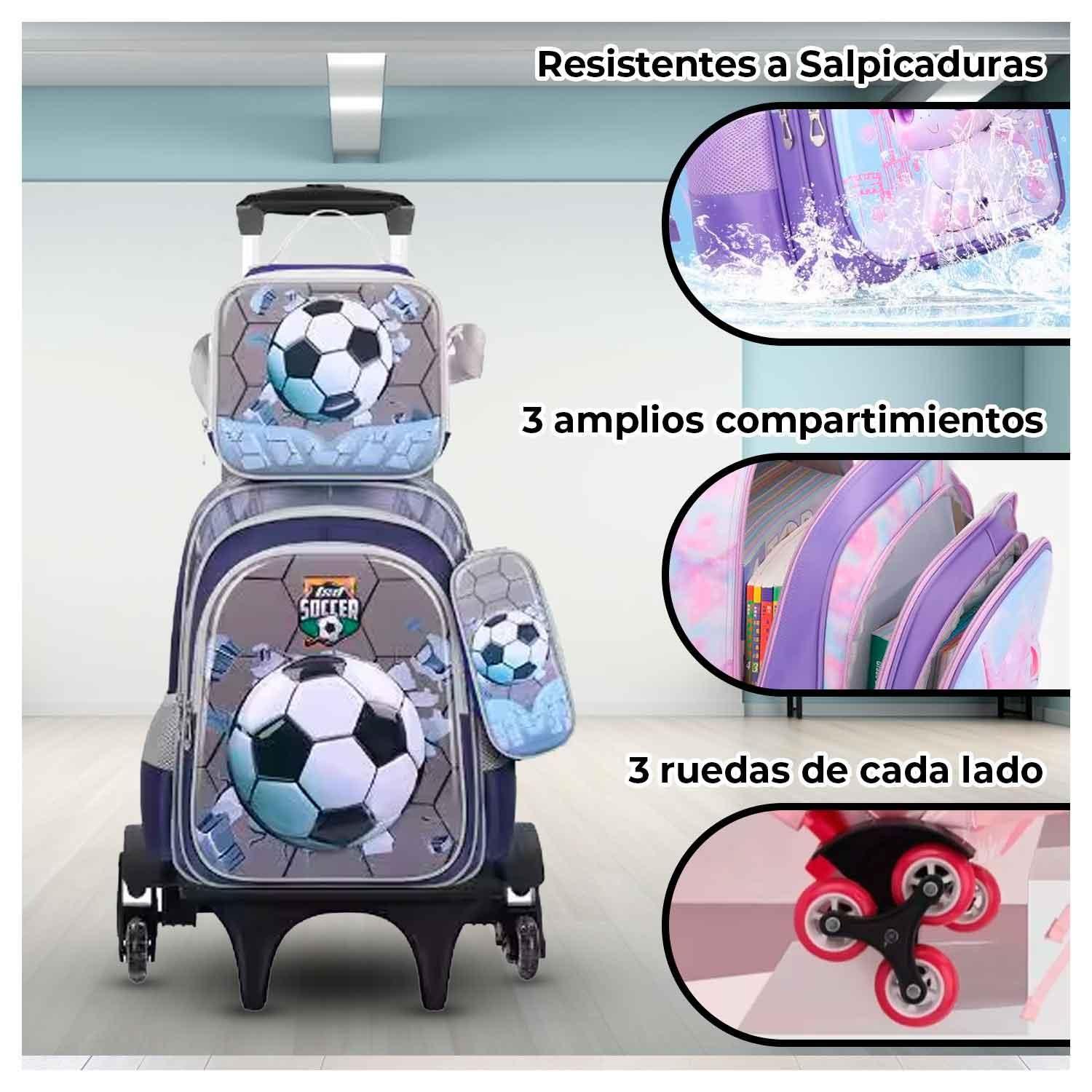 Maleta Mochila 3 en 1 con ruedas y accesorios diseño de fútbol-1