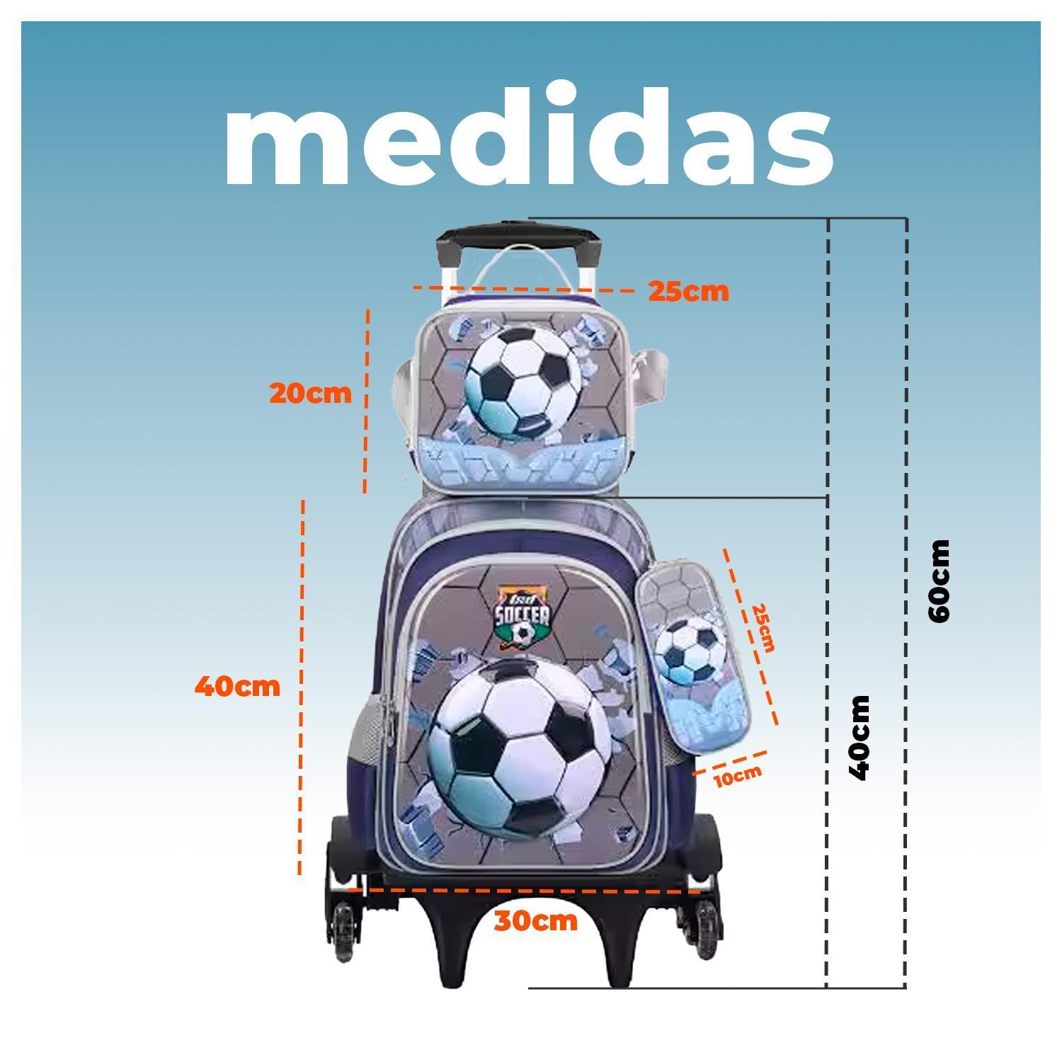 Maleta Mochila 3 en 1 con ruedas y accesorios diseño de fútbol-7