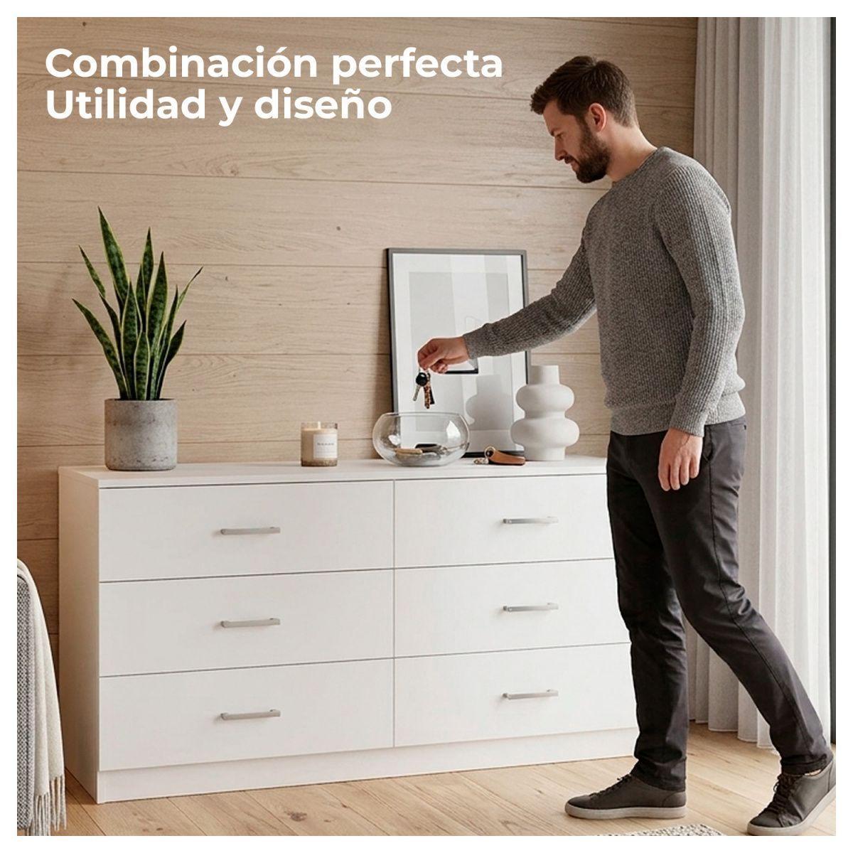 Cómoda 6 Cajones Cajonera mueble organizador dormitorio-3