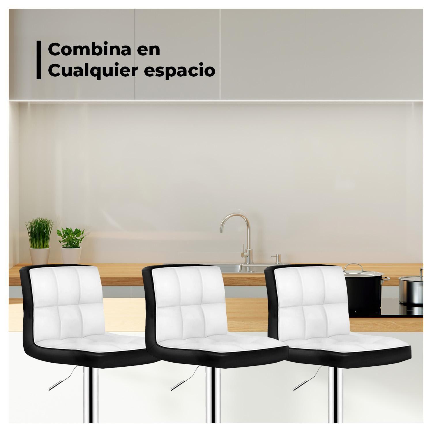 Pack 2 Silla Piso Bar Taburete Con Respaldo Blanco y negro-3