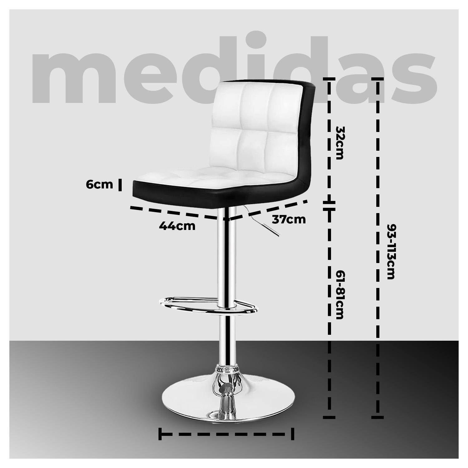 Pack 2 Silla Piso Bar Taburete Con Respaldo Blanco y negro-5