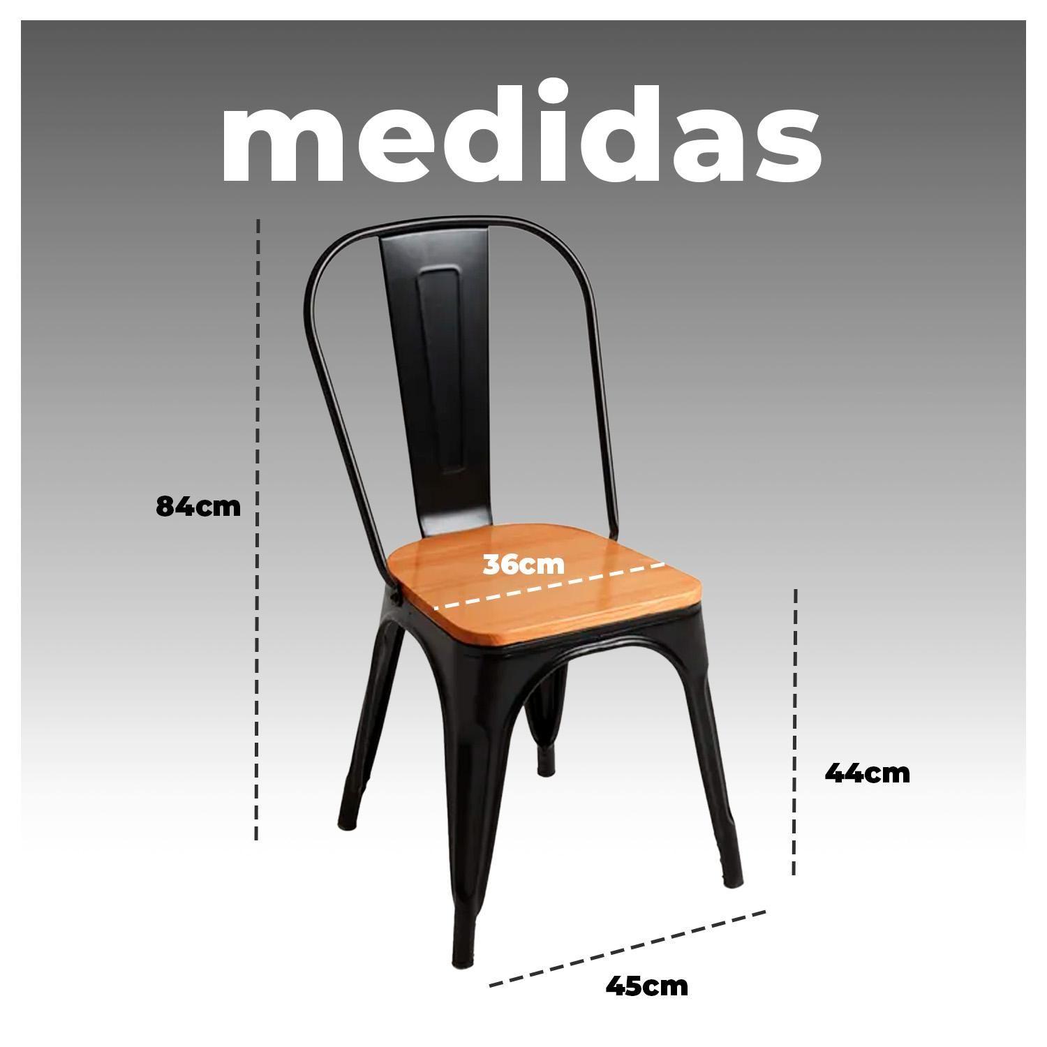Silla de Metal con Asiento de Madera Diseño Vintage y Elegante-5