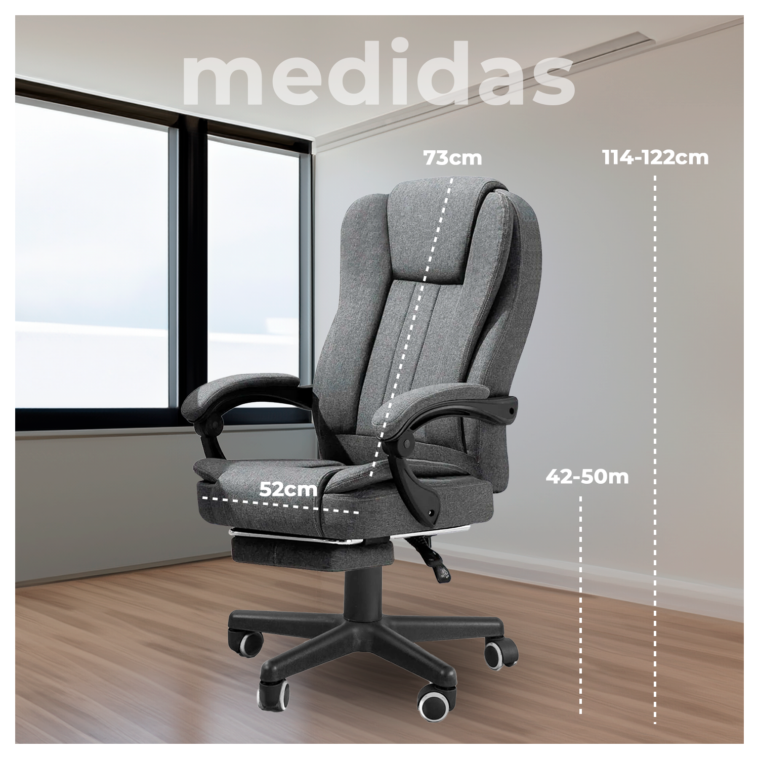 Silla de Escritorio Ergonómica con Ruedas Extra Confort Reclinable-5