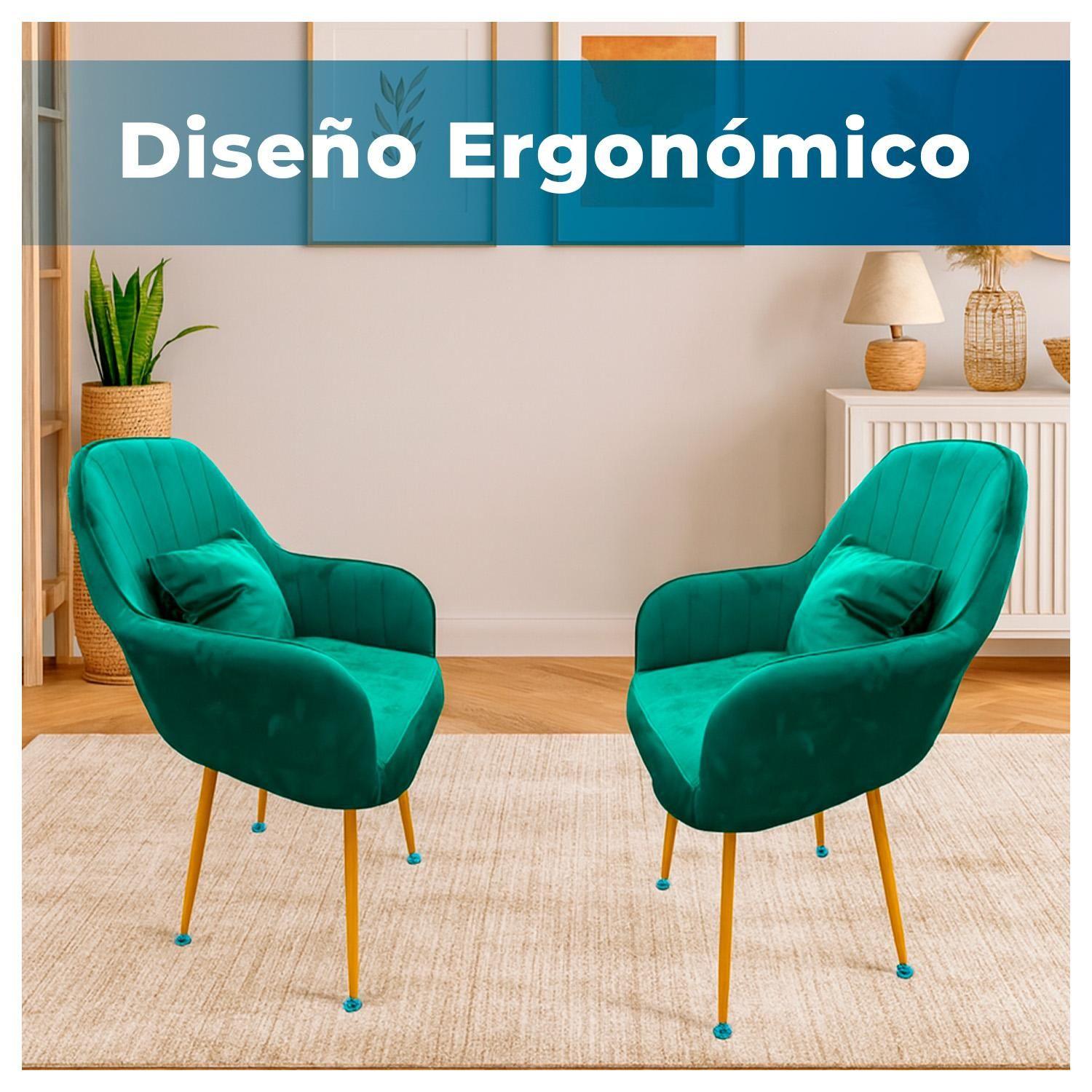 Butaca Poltrona Sofí de Terciopelo Con Patas de Metal-2