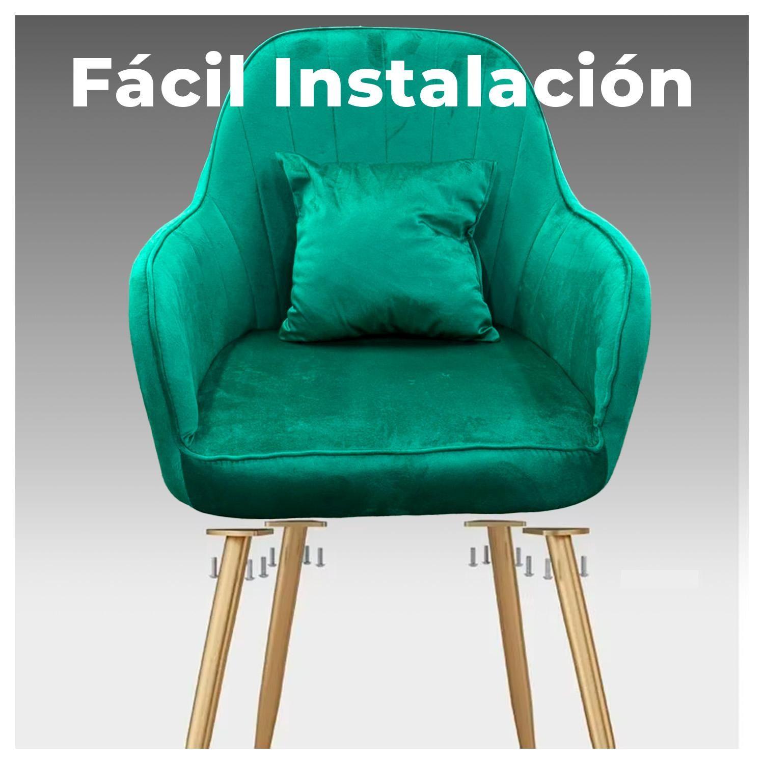 Butaca Poltrona Sofí de Terciopelo Con Patas de Metal-3