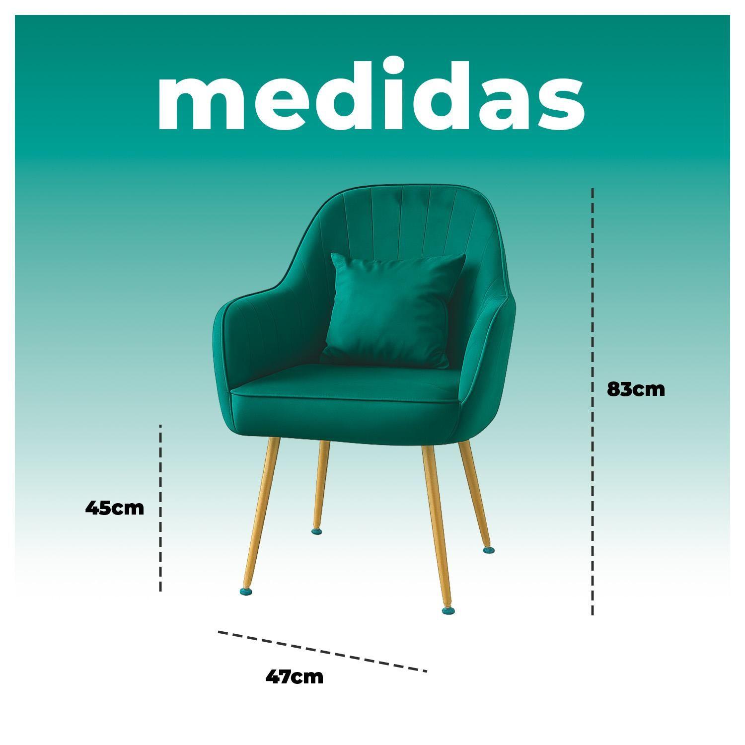 Butaca Poltrona Sofí de Terciopelo Con Patas de Metal-6