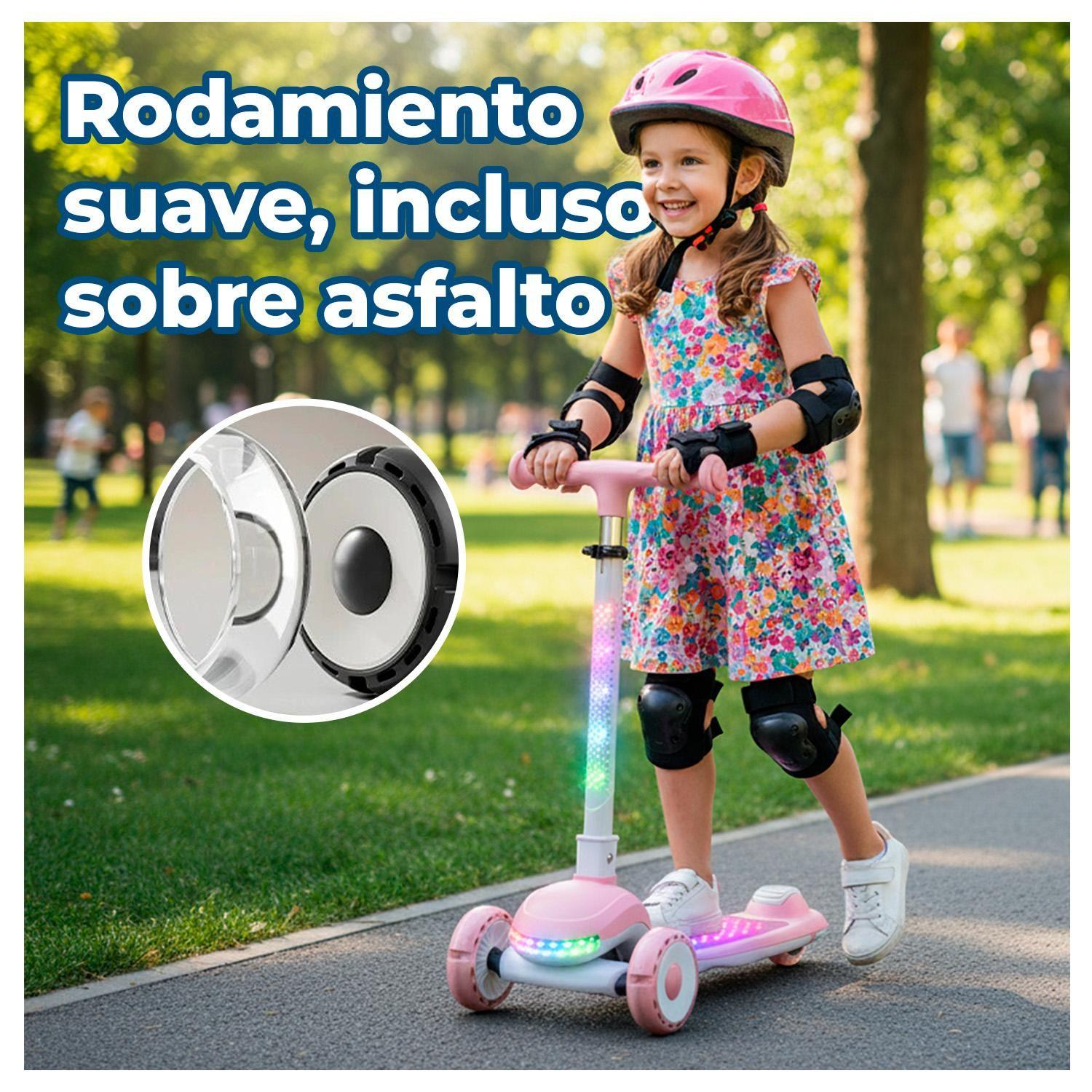 Scooter Infantil con Luces LED 3 Ruedas Ajustable y Seguro-3