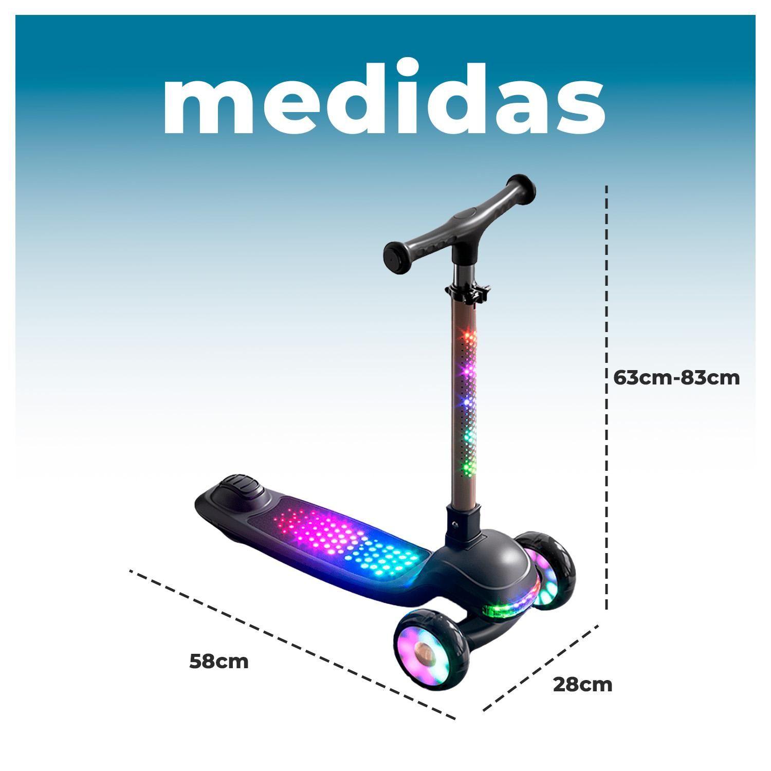 Scooter Infantil con Luces LED 3 Ruedas Ajustable y Seguro-5