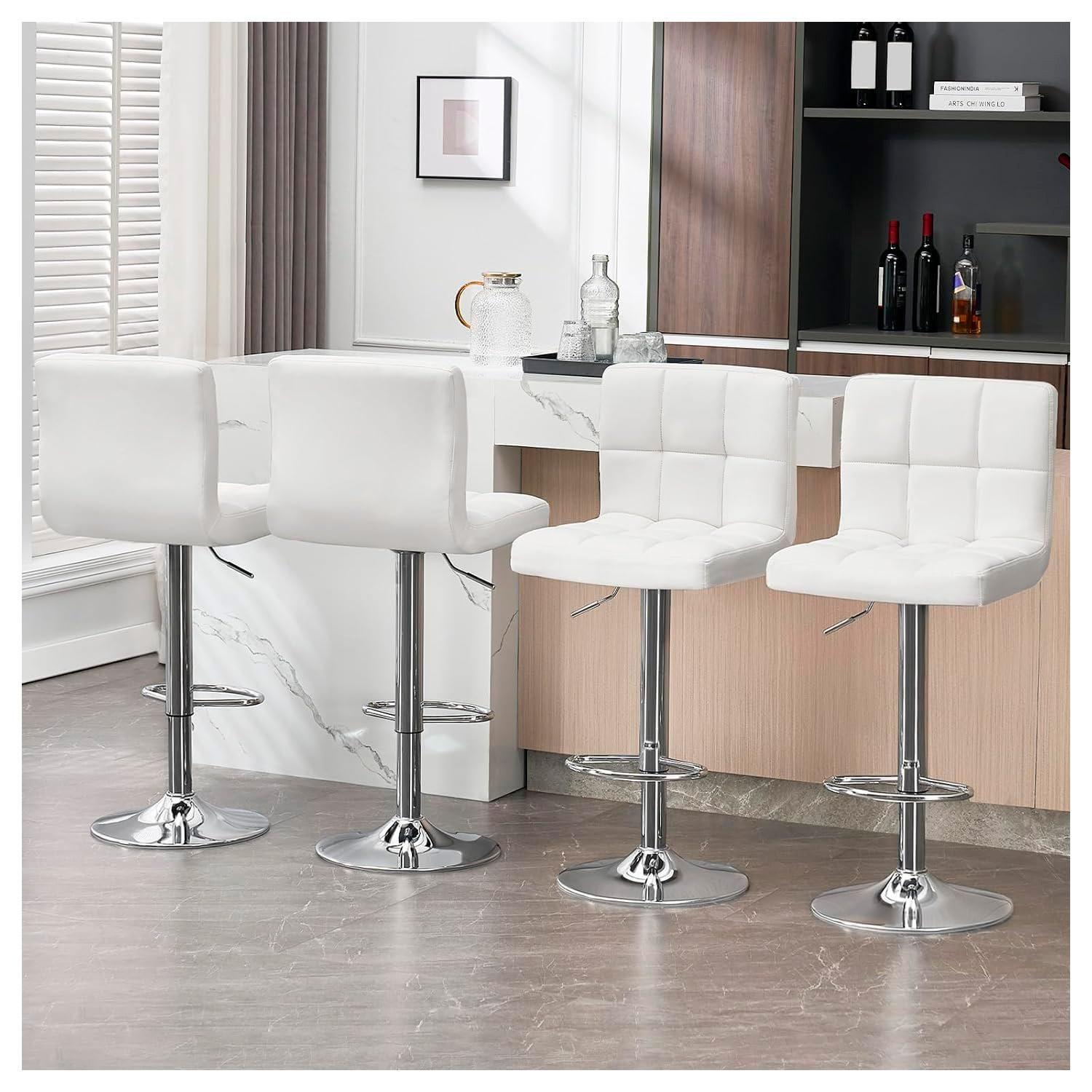 Pack 4 Silla Piso Bar Taburete con Respaldo Cuadrado-4