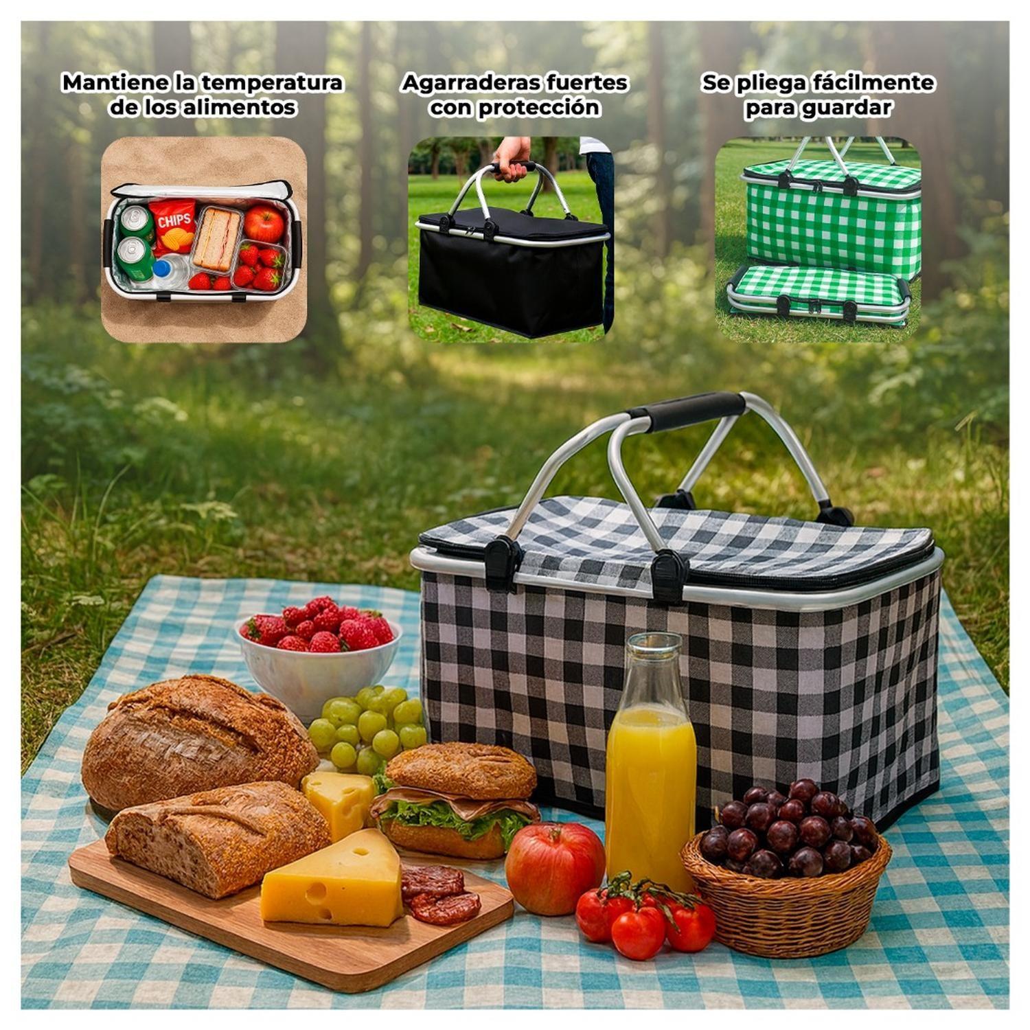Canasta de Picnic con Aislante Térmico Viajera Plegable-2