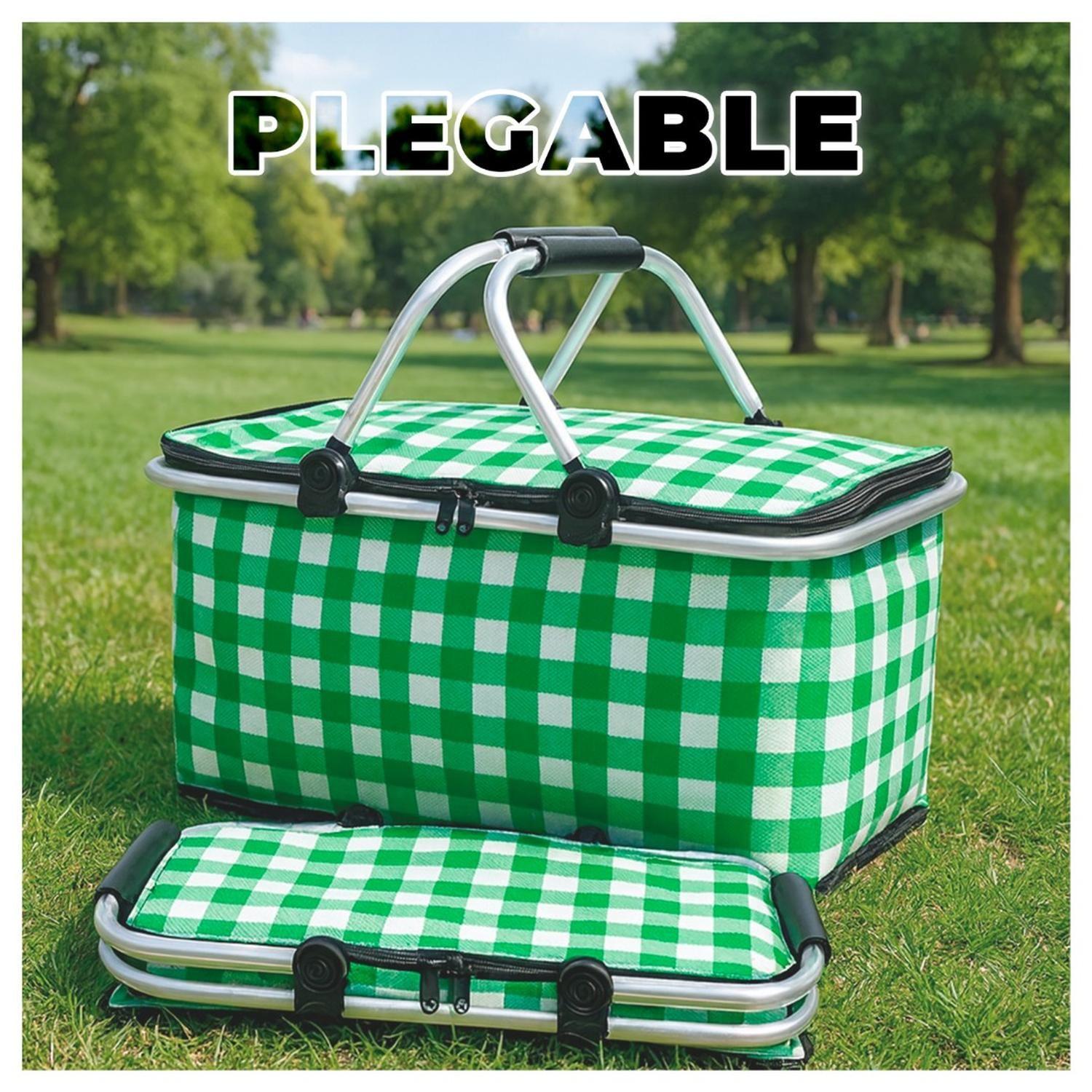 Canasta de Picnic con Aislante Térmico Viajera Plegable-3