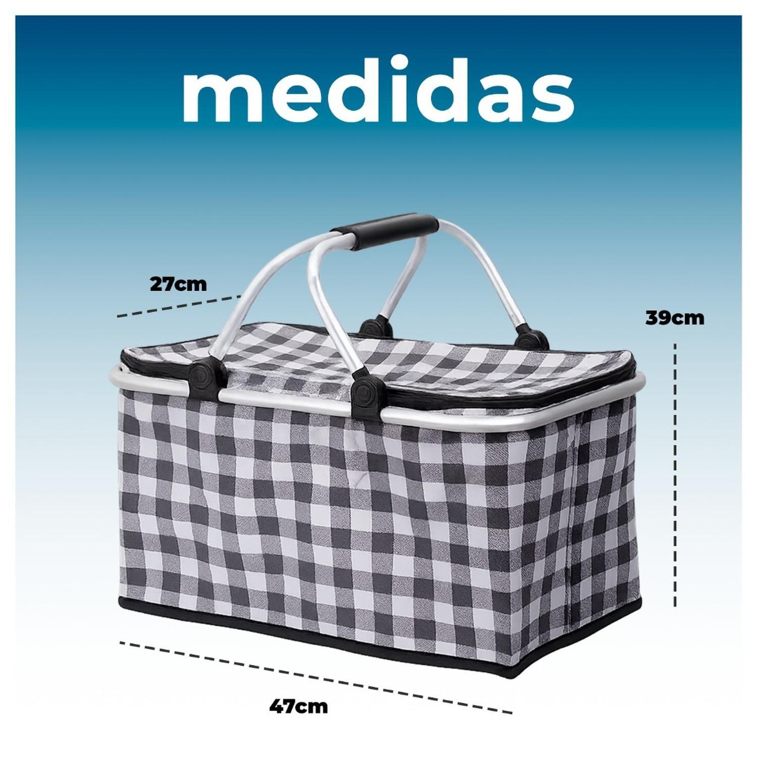Canasta de Picnic con Aislante Térmico Viajera Plegable-5