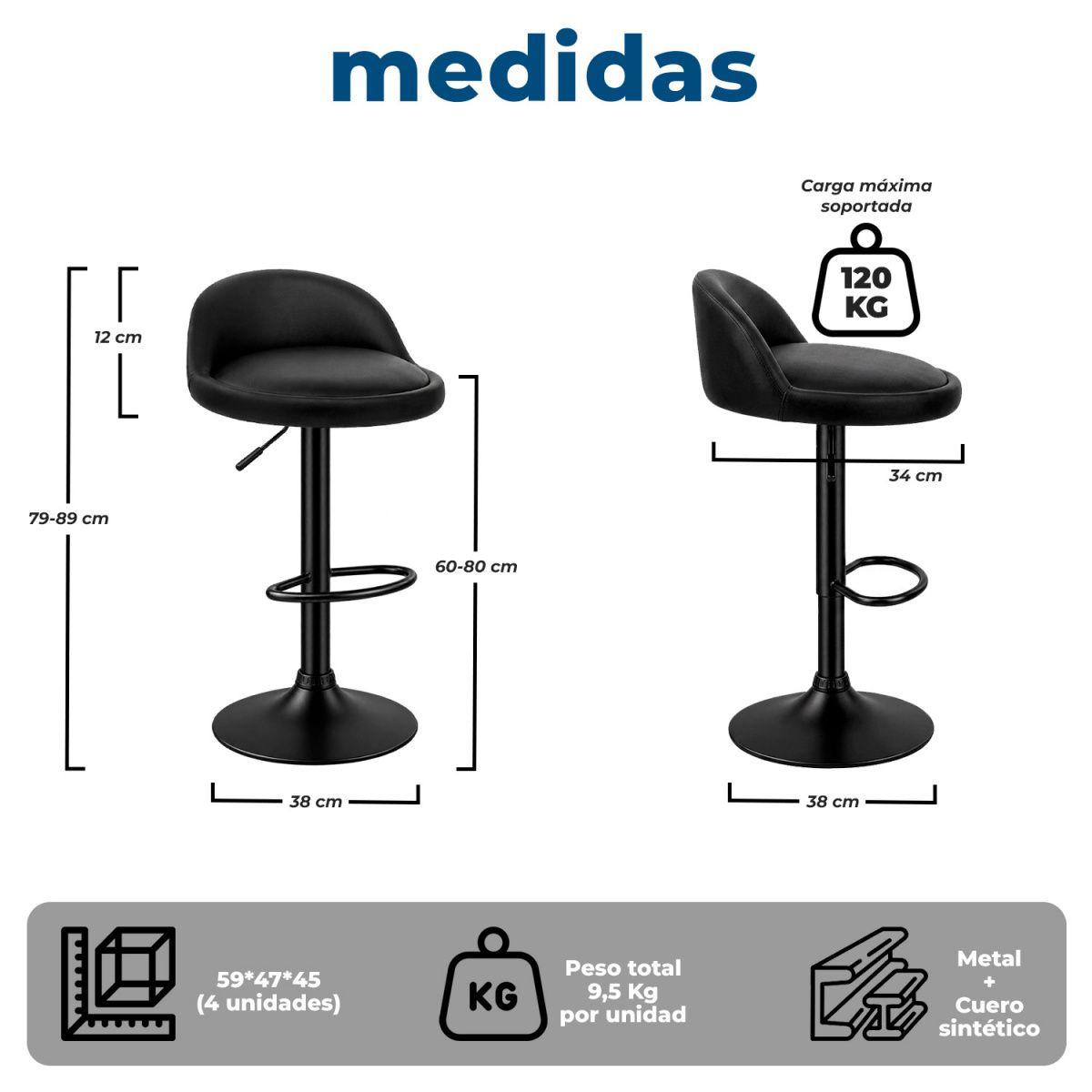 Silla Taburete de Bar Giratorio 360 con Regulación de Altura-7