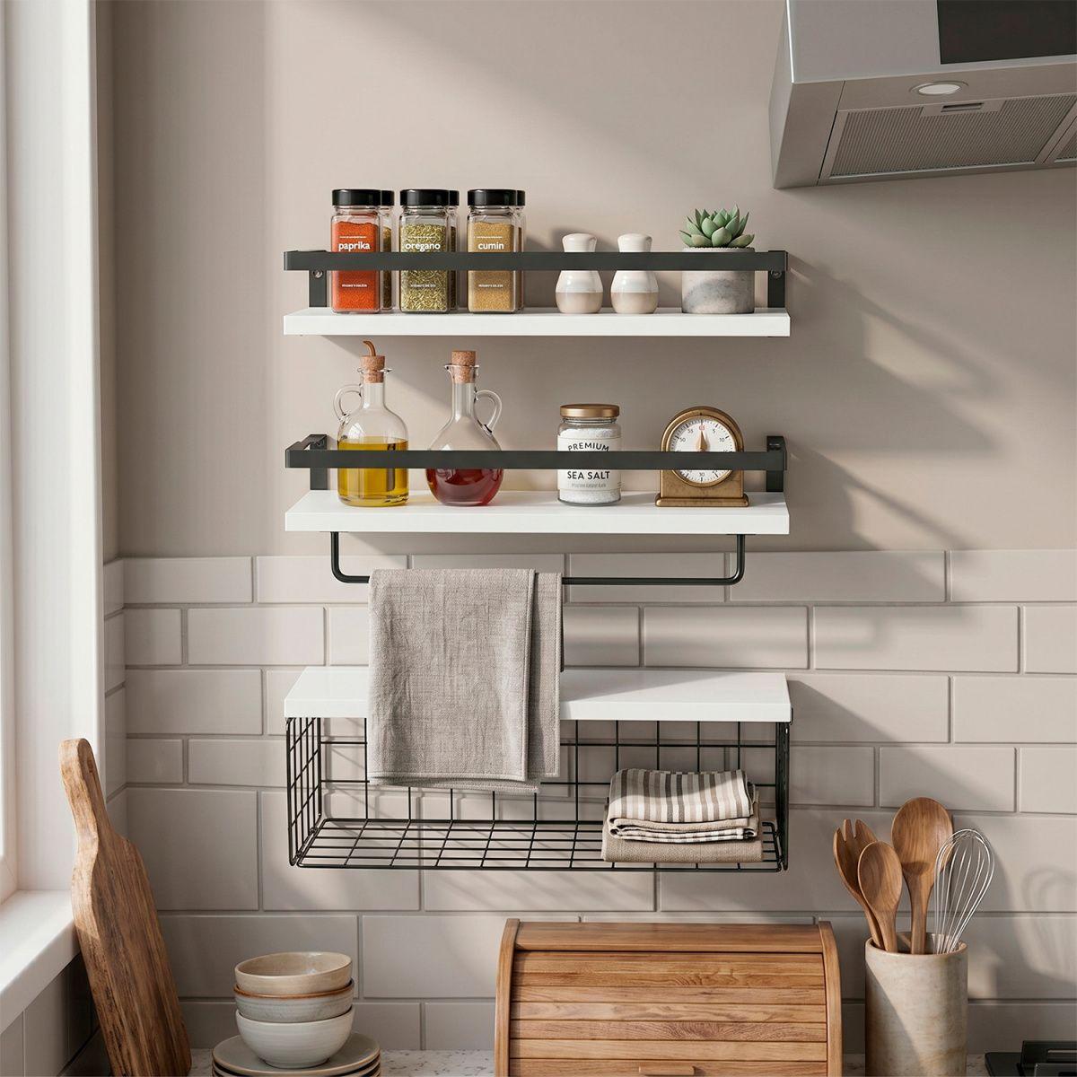 Repisas Decorativas para Cocina, Baño u Oficina 3 Piezas Multifunción-4
