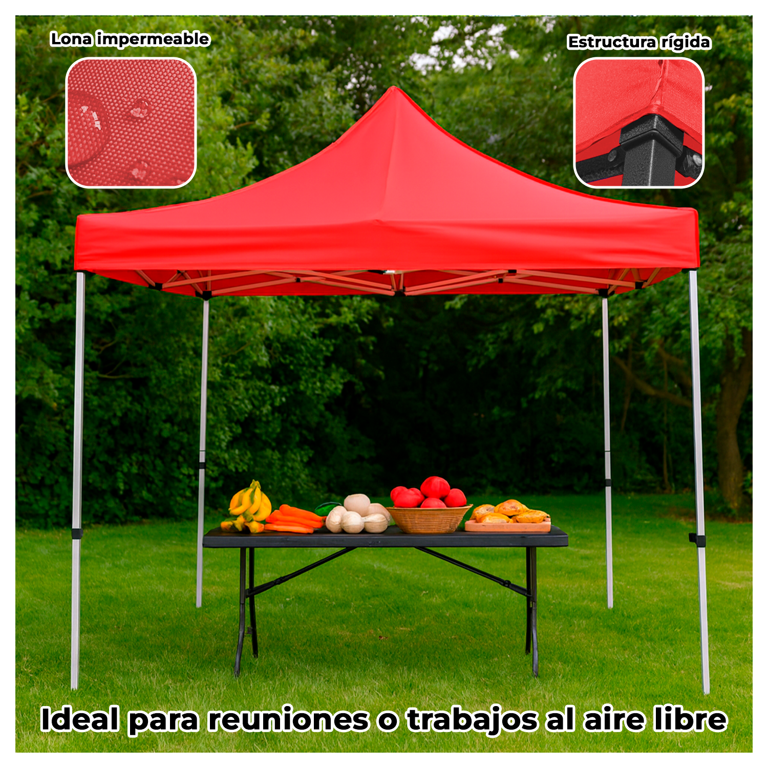Toldo Plegable 3x3 Reforzado Tubo 4cm Impermeable-3