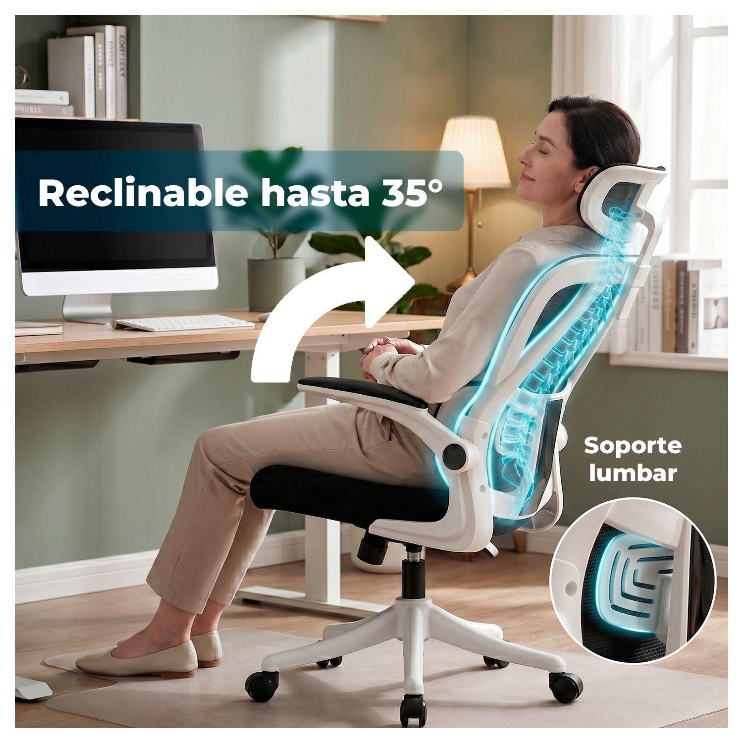 Silla Ergonómica Oficina Reclinable Apoyacabeza-2