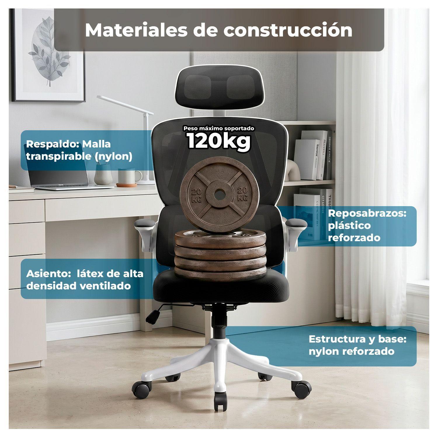 Silla Ergonómica Oficina Reclinable Apoyacabeza-6