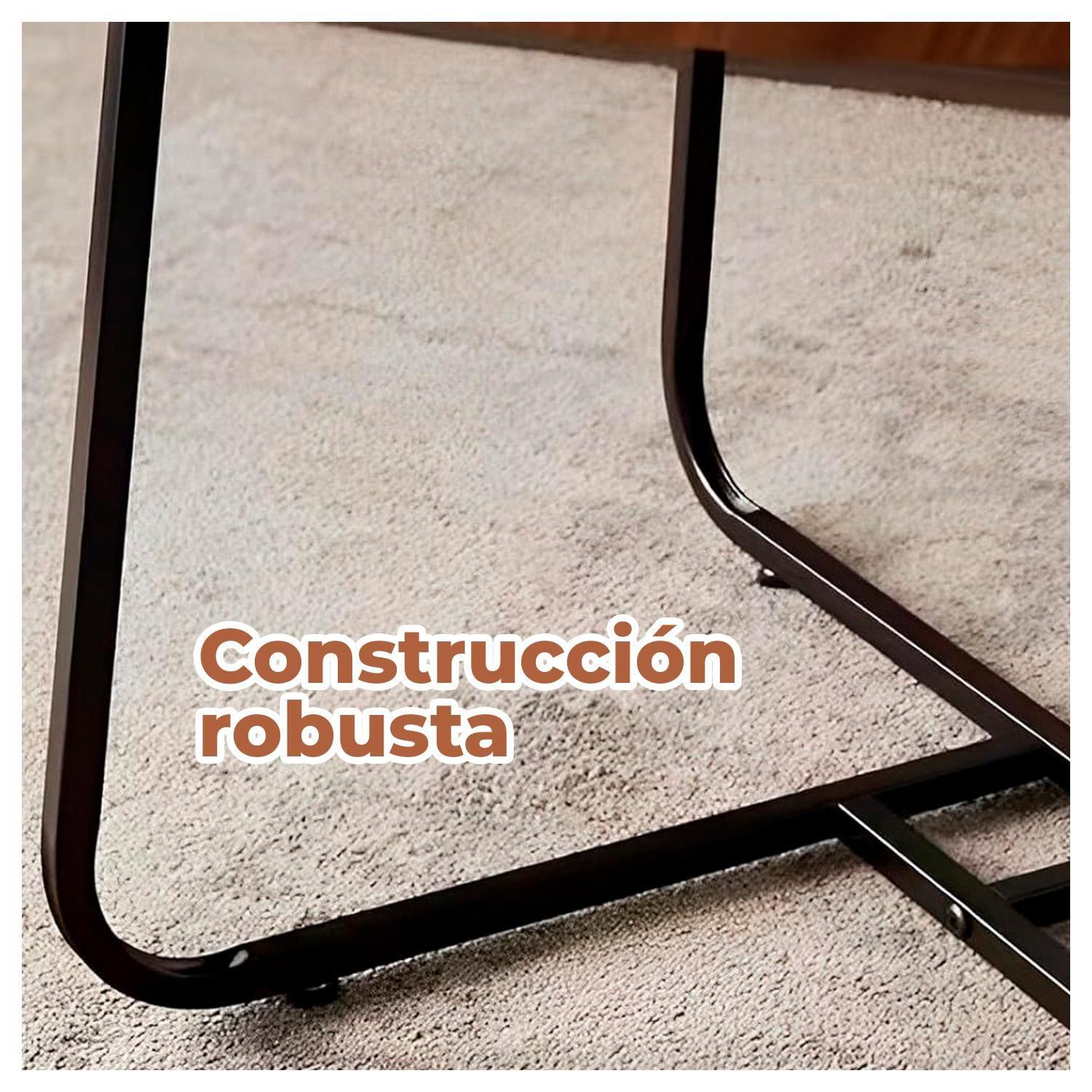 Set 2 Mesas de Centro Nido Madera y Metal Modernas Sala Living-3