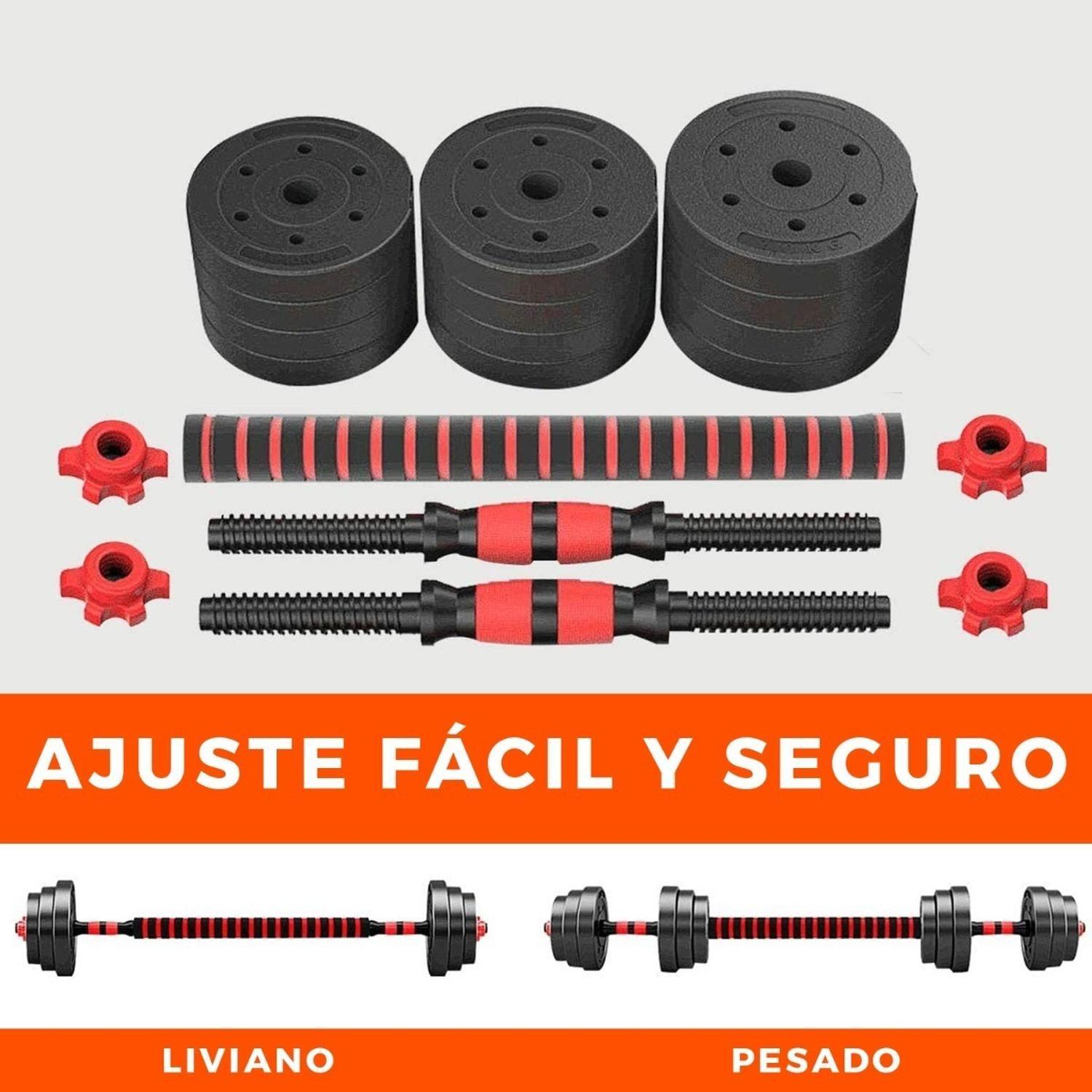 Set De Mancuernas Pesas con Barra Ajustable Armable 20 Kg-5
