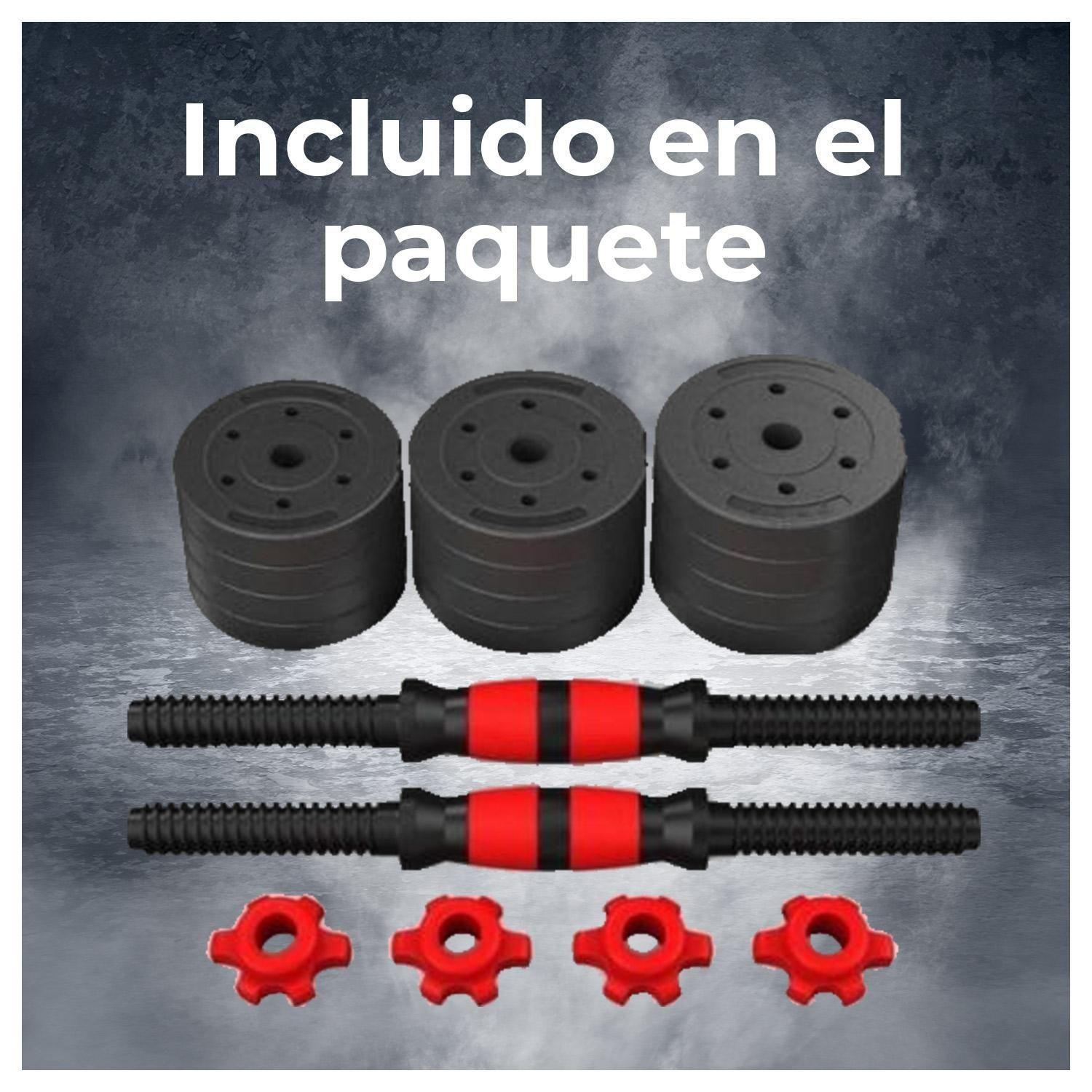 Set De Mancuernas Pesas con Barra Ajustable Armable 20 Kg-2