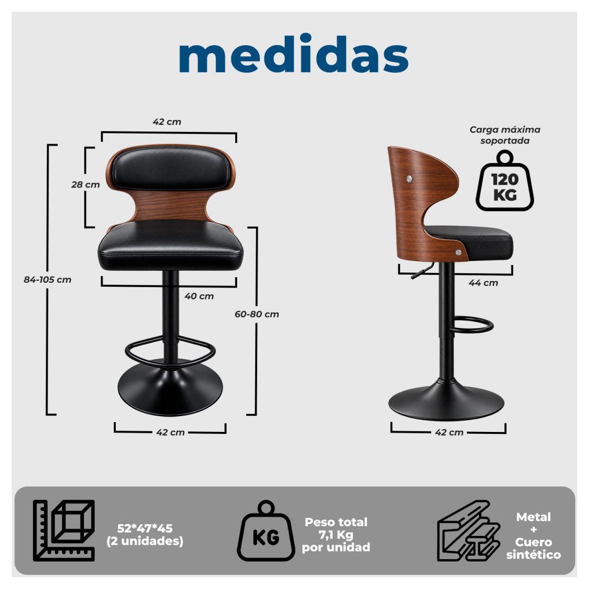 Pack 4 Taburete Bar Regulable Respaldo Acolchado y Apoyapiés-7