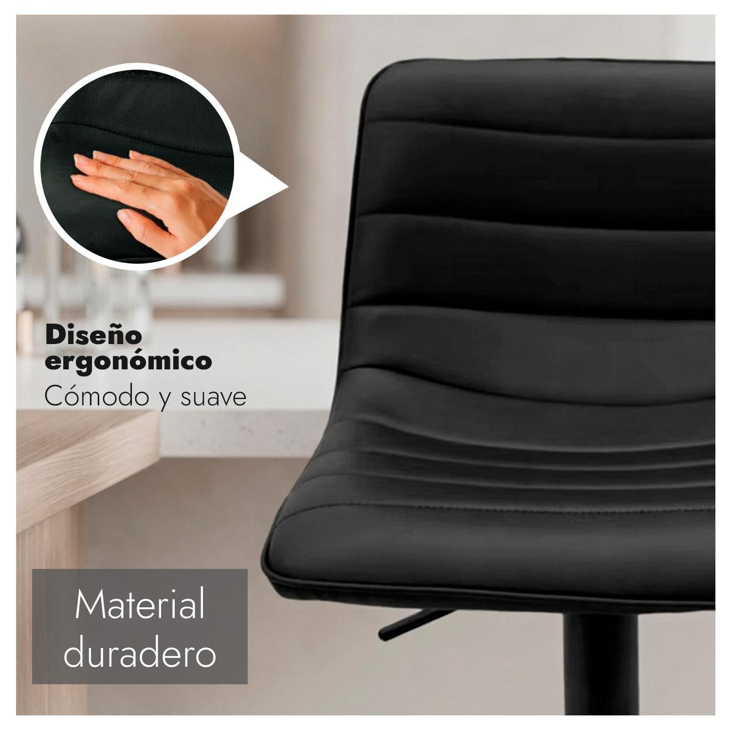 Silla Piso Bar Ajustable Negra Ergonómica Giratoria Cocina Isla 150kg-2