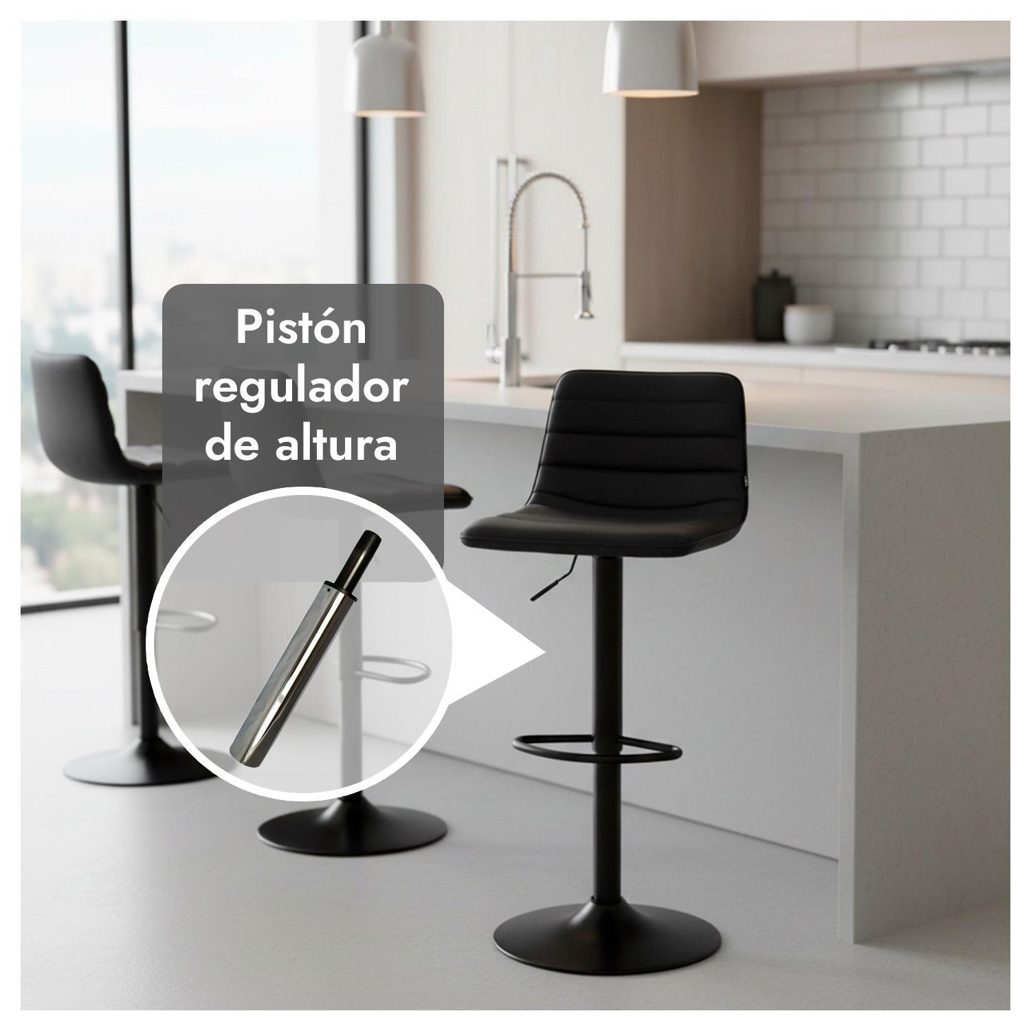 Silla Piso Bar Ajustable Negra Ergonómica Giratoria Cocina Isla 150kg-3