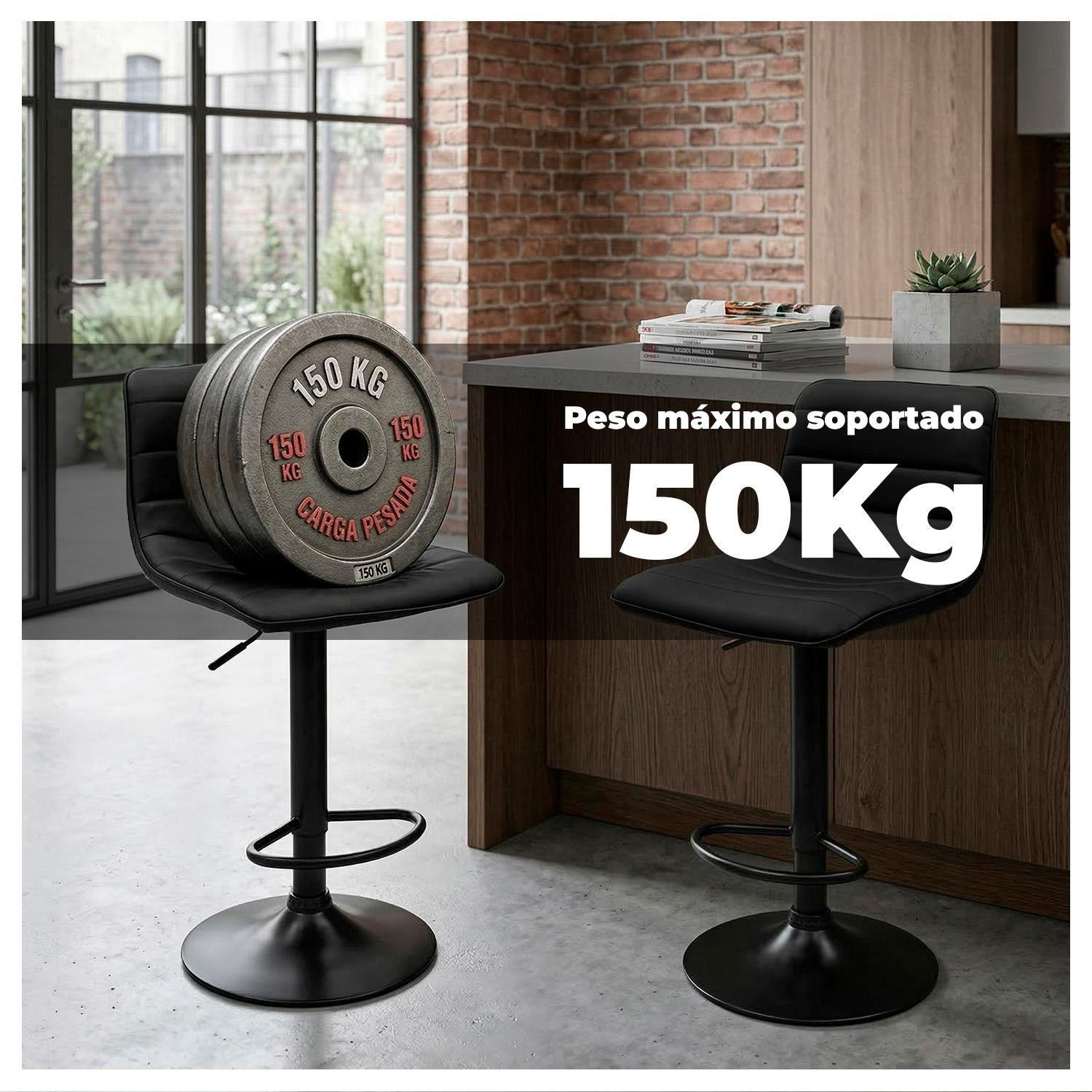 Silla Piso Bar Ajustable Negra Ergonómica Giratoria Cocina Isla 150kg-6