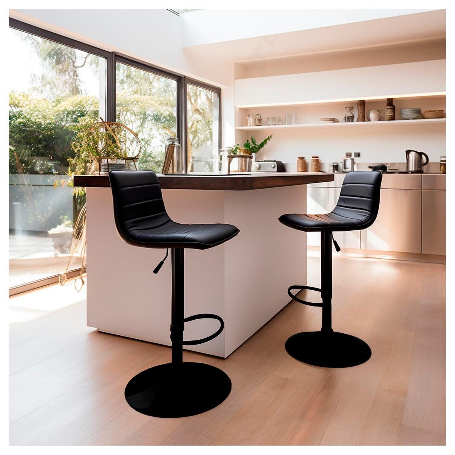 Silla Piso Bar Ajustable Negra Ergonómica Giratoria Cocina Isla 150kg-8