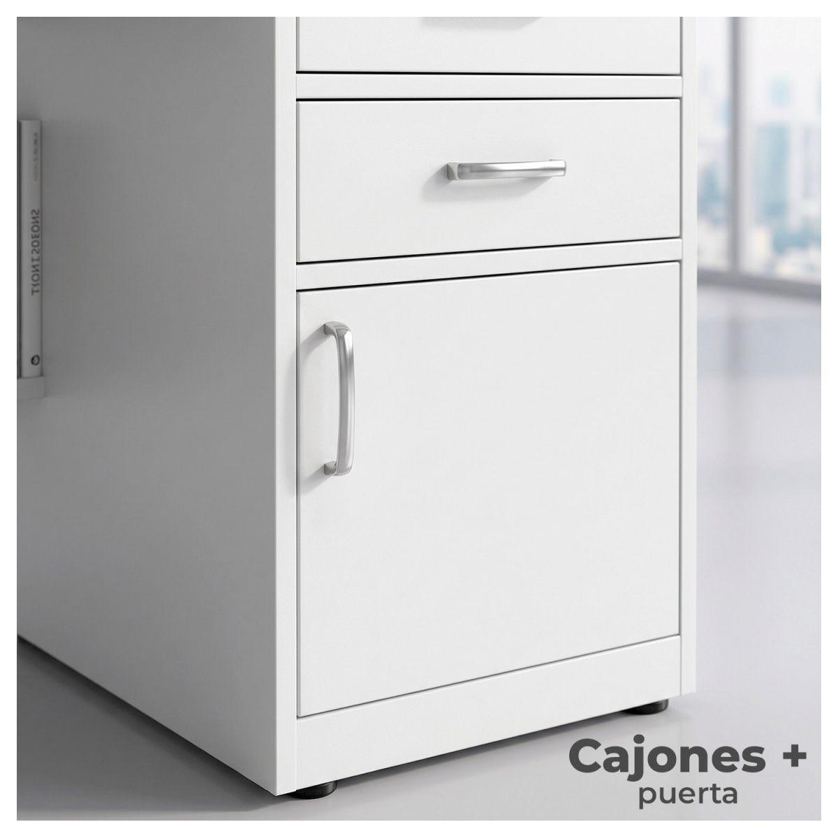 Escritorio 100cm Home Office con Cajones Puerta y Gabinete-2