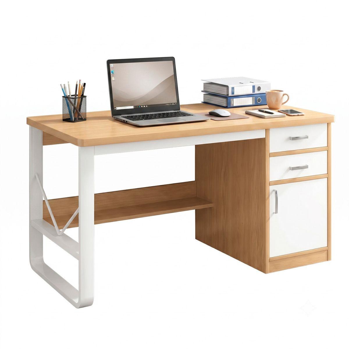 Escritorio 100cm Home Office con Cajones Puerta y Gabinete-8