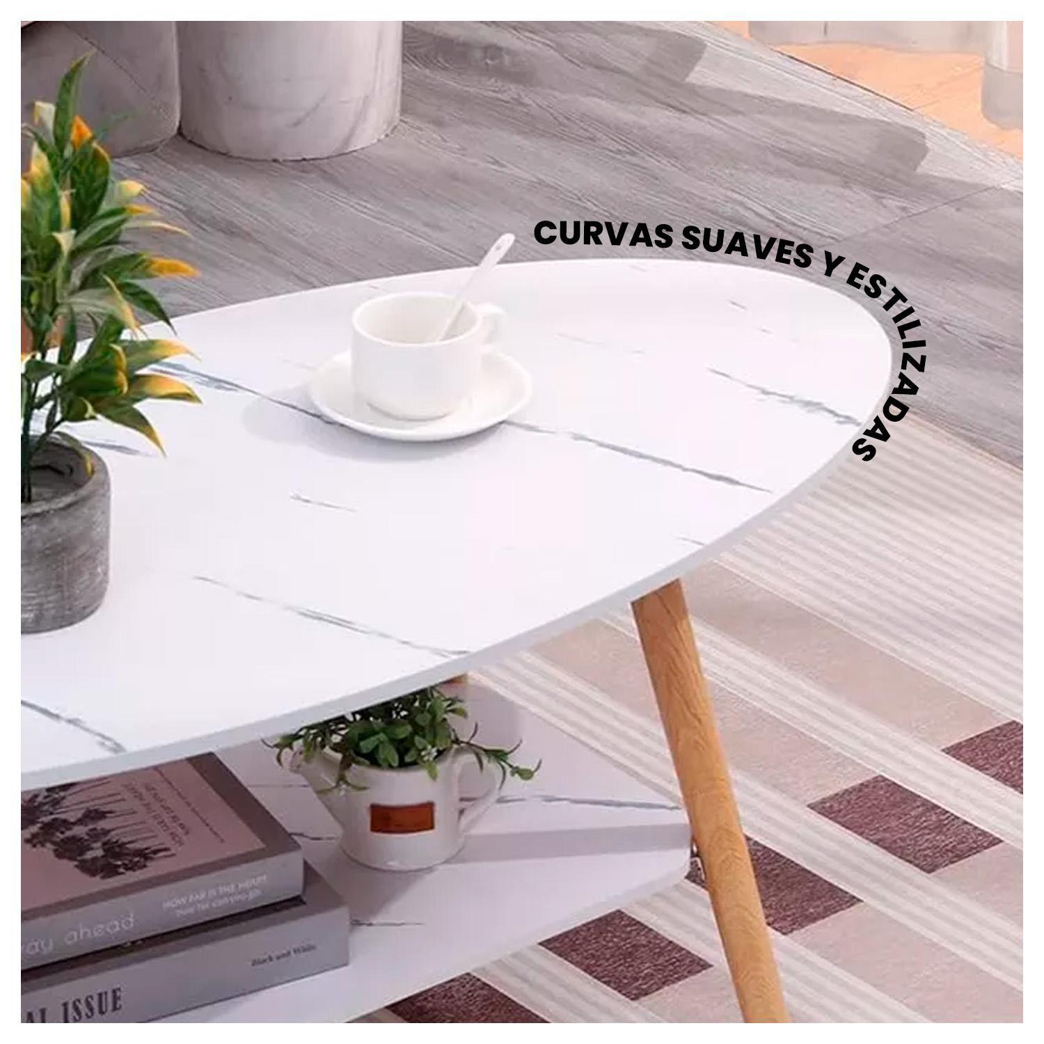 Mesa de Centro Elegante para Sala con Efecto Mármol-3