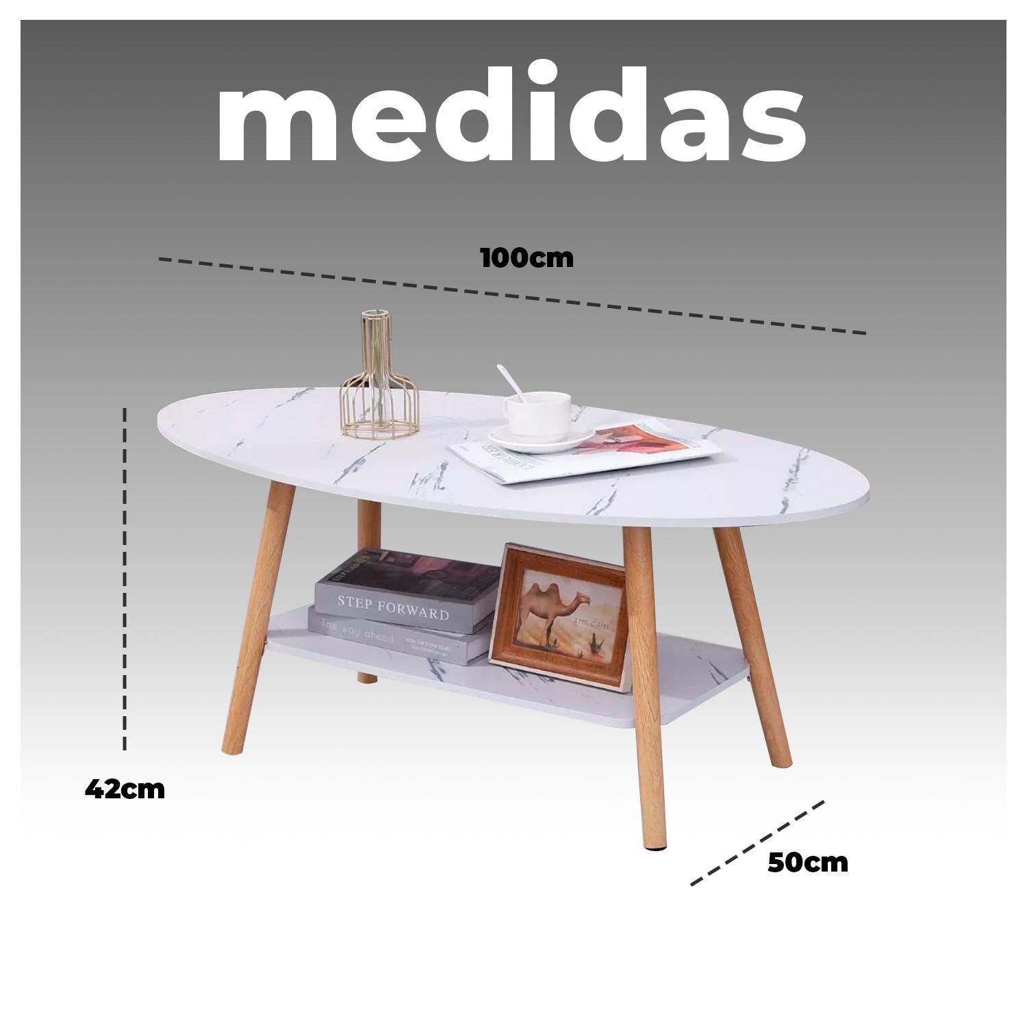 Mesa de Centro Elegante para Sala con Efecto Mármol-5