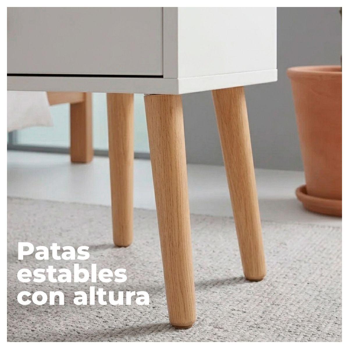 Velador Mesa de Noche con Cajón y Compartimento-2