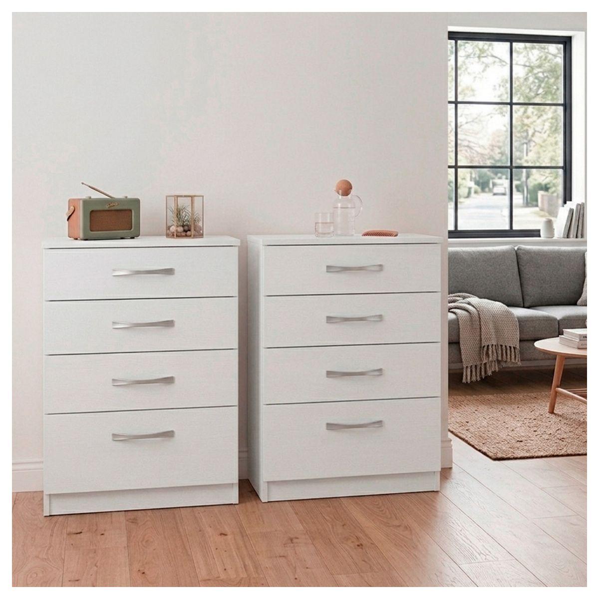 Cómoda Blanca 4 Cajones Mueble Organizador Dormitorio-4
