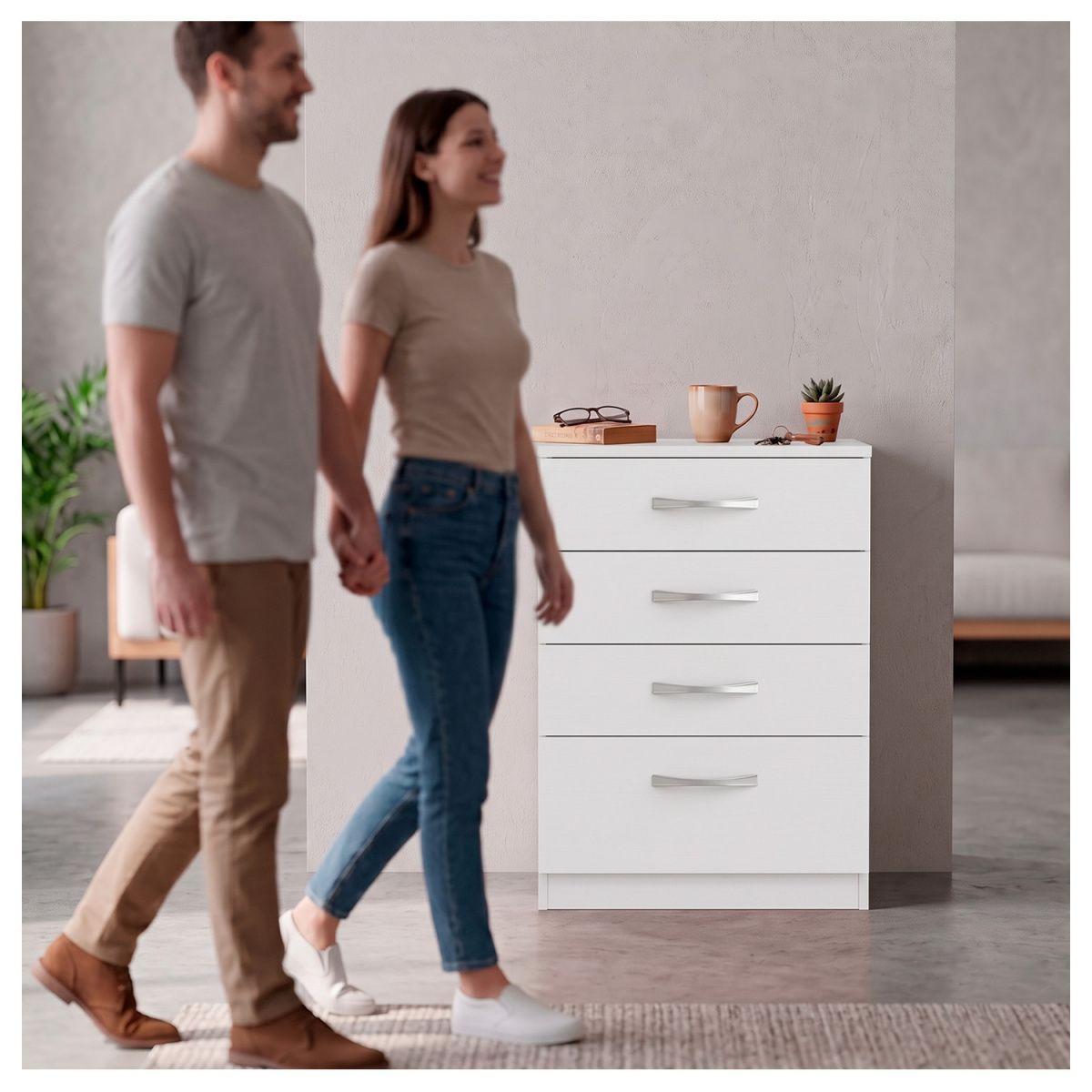 Cómoda Blanca 4 Cajones Mueble Organizador Dormitorio-6
