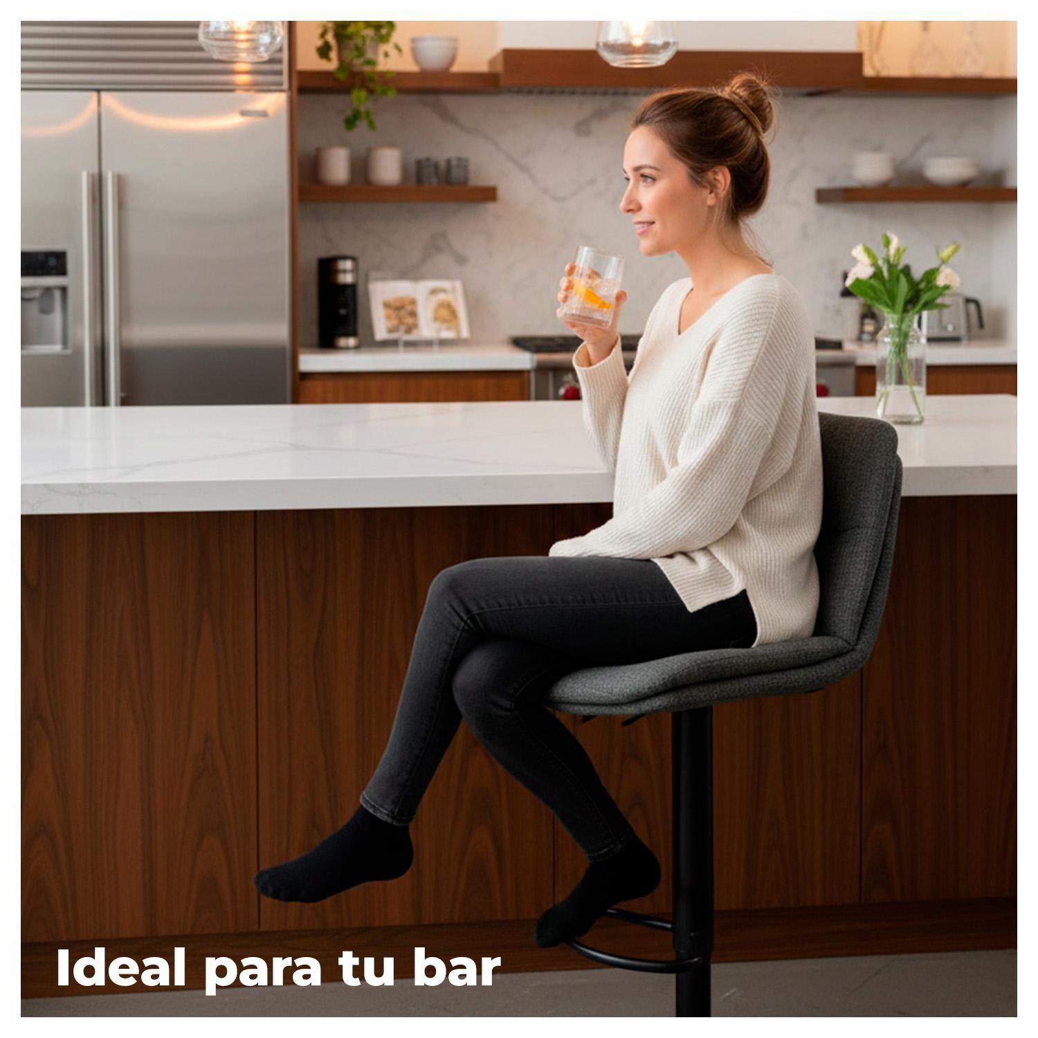 Pack 2 Silla de Bar Ajustable base negra y tela Estilo Nórdico-2