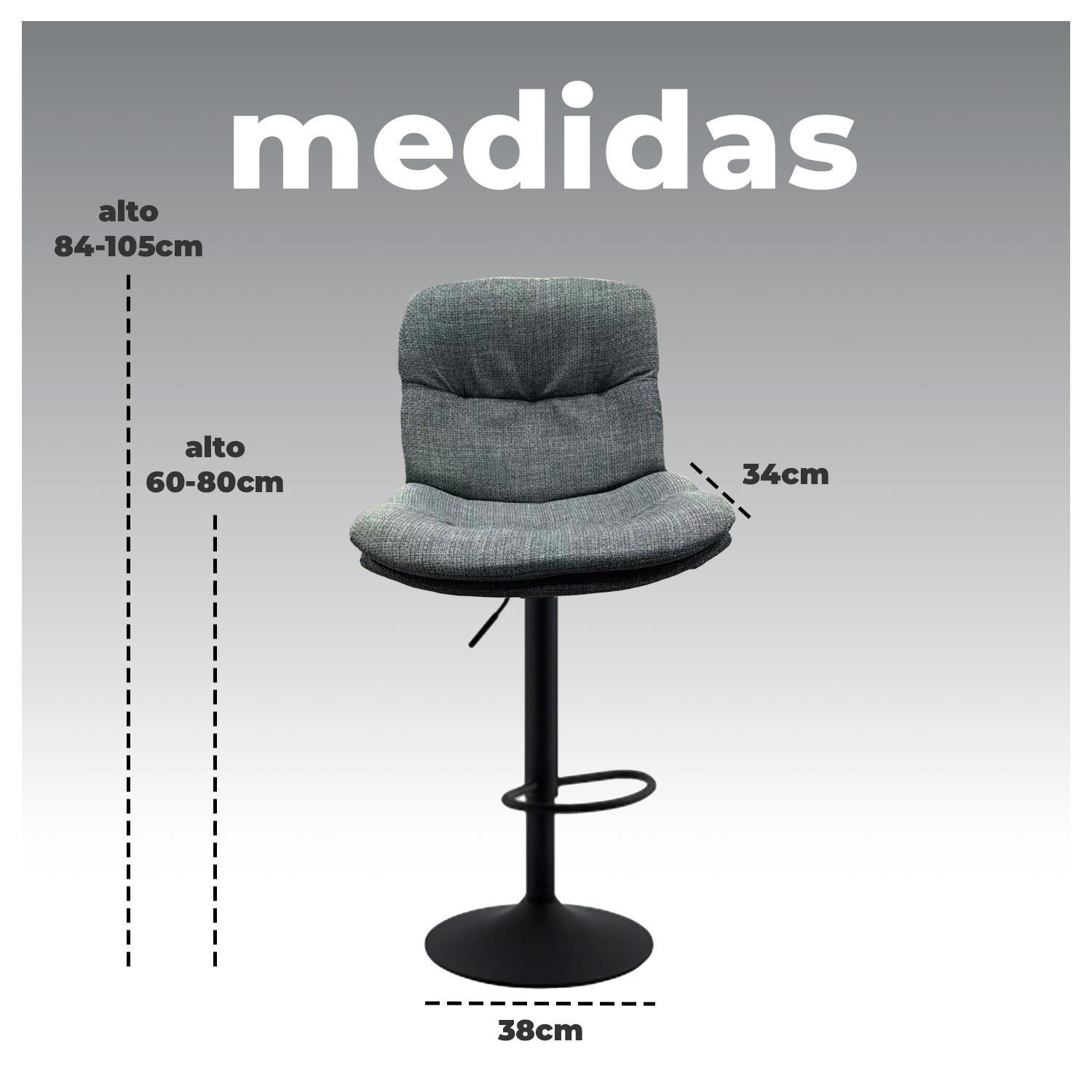 Pack 2 Silla de Bar Ajustable base negra y tela Estilo Nórdico-5
