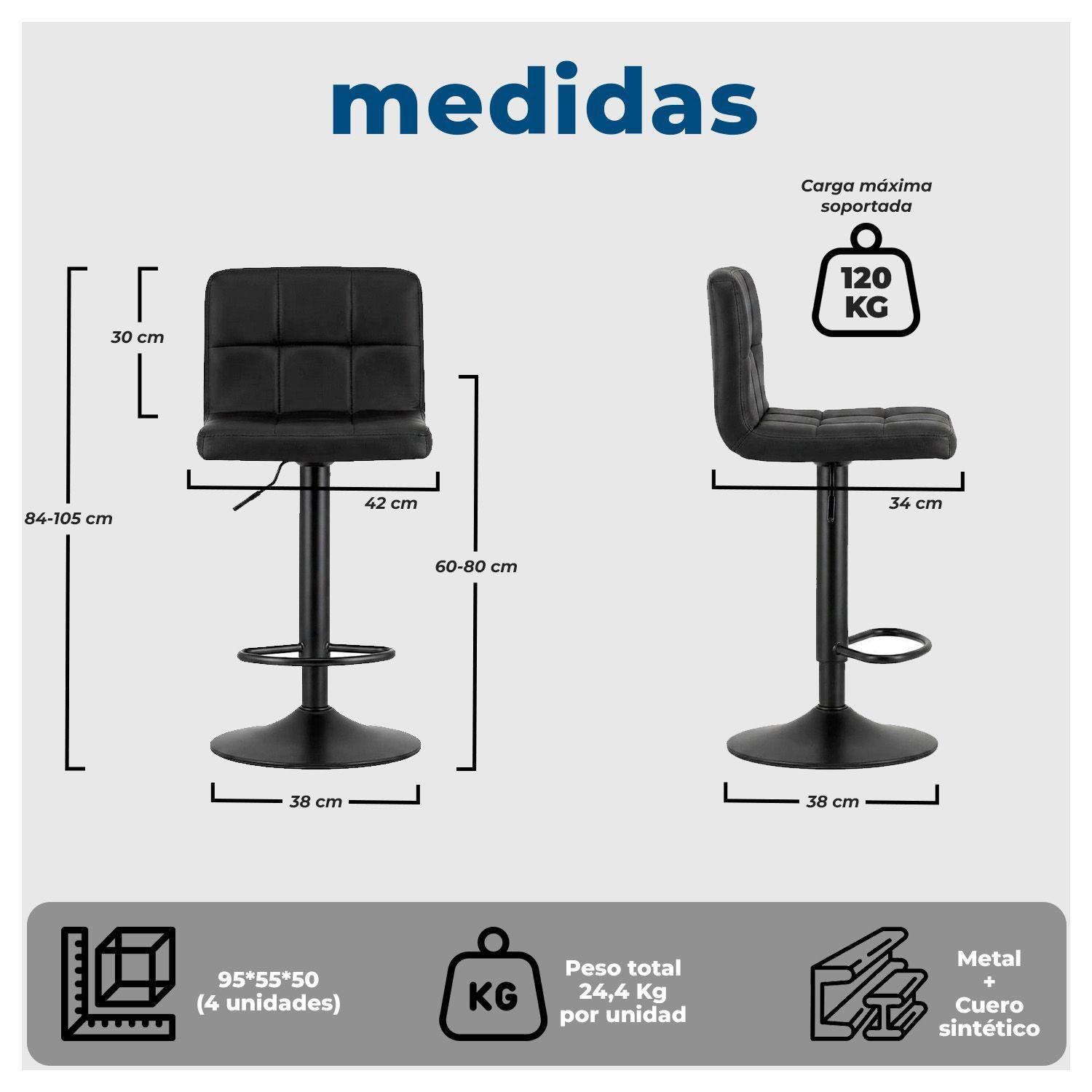 Silla de Bar con Base Mate y Altura Regulable Diseño Moderno-7