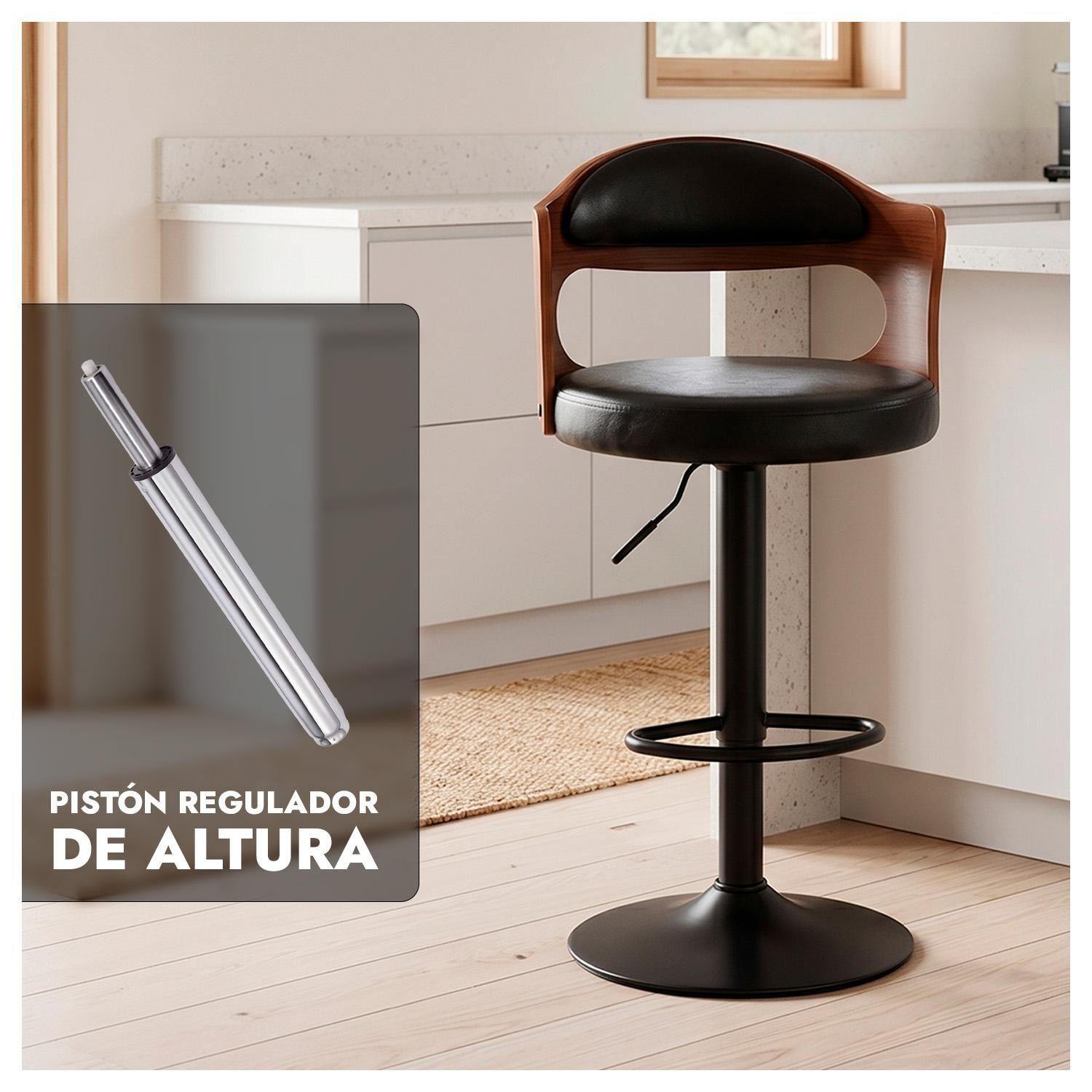 Silla Bar Taburete Piso Cocina Giratorio Ajustable Madera Moderno-4