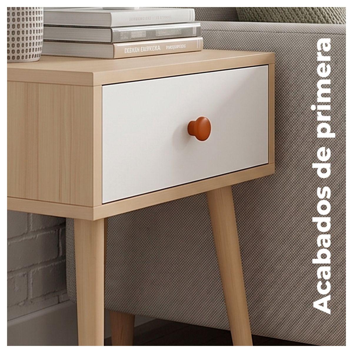 Velador de Madera con 1 Cajón y Patas Altas 55x40x30 cm-2