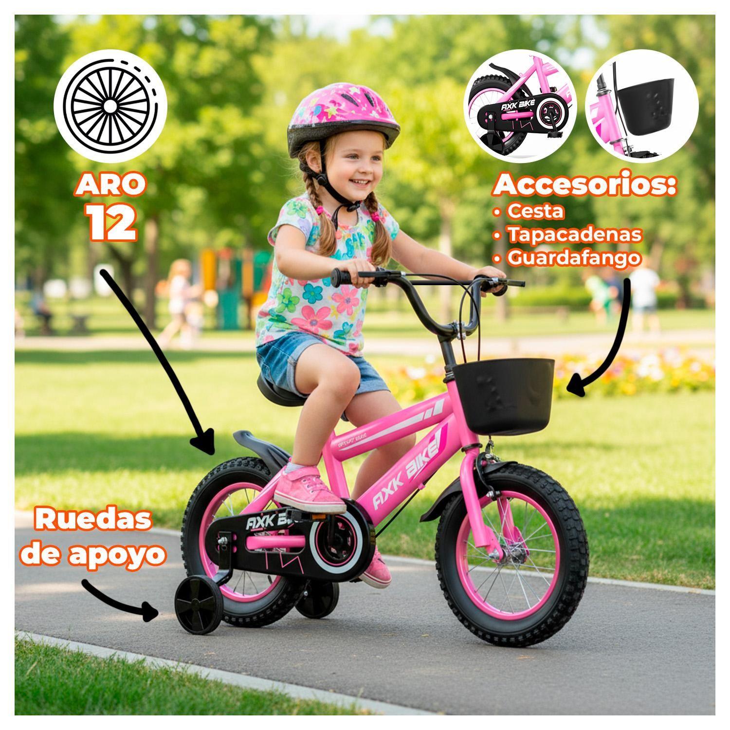 Bicicleta Aro 12 Infantil con Ruedas de Apoyo y Canasto-1